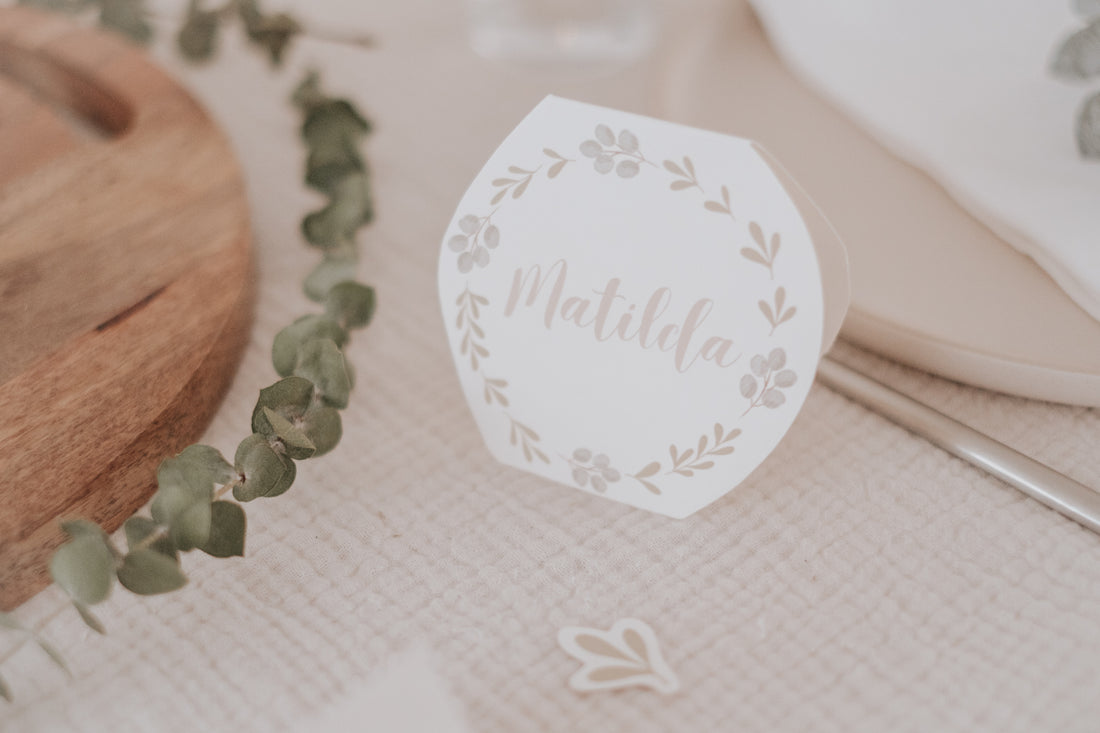 Tischdeko Taufe Greenery