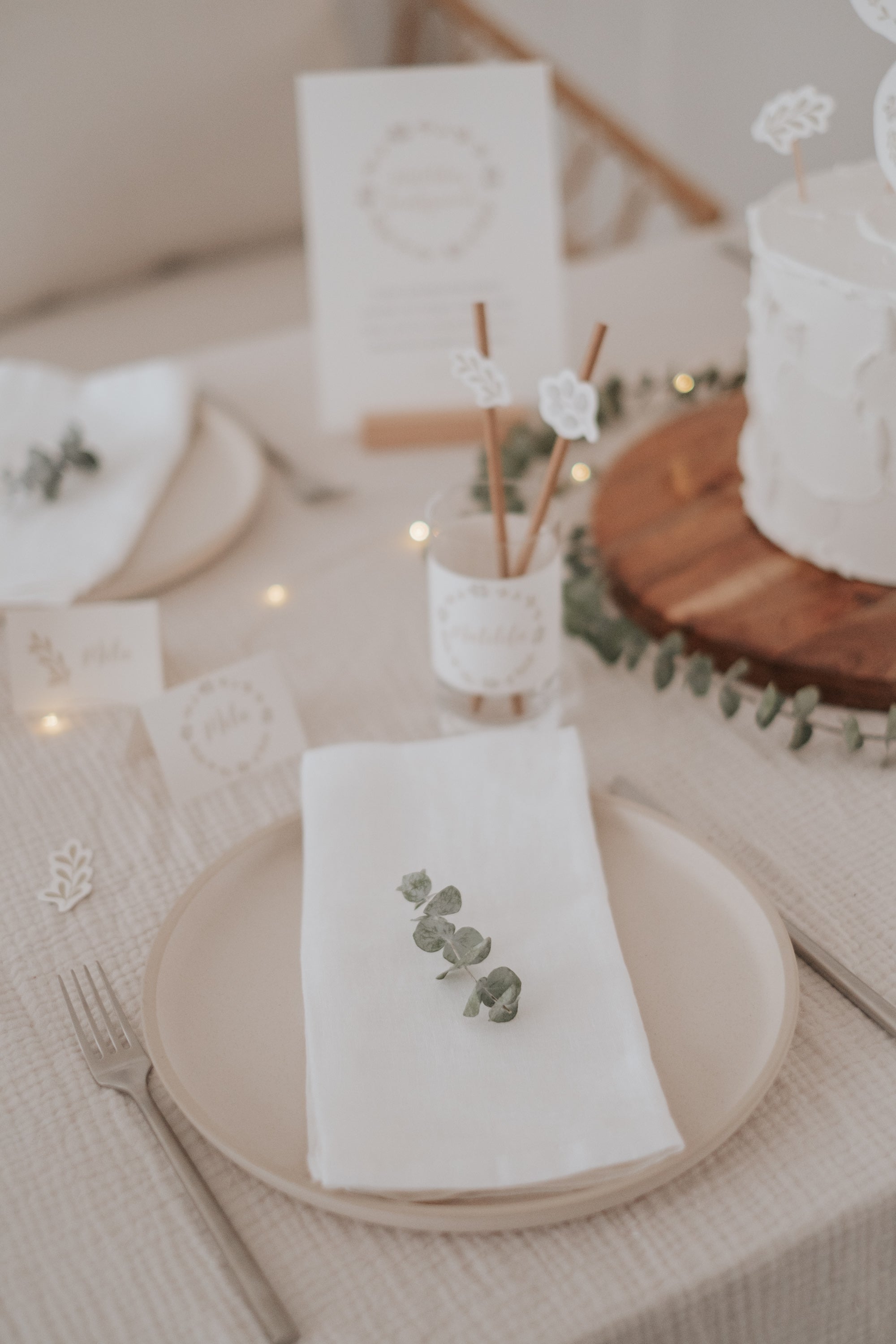 Caketopper Taufe Greenery