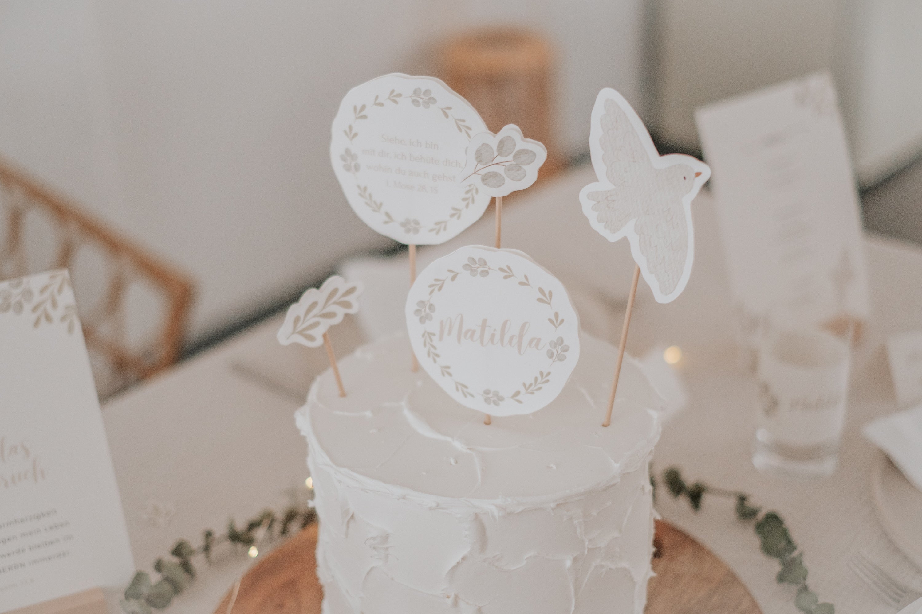 Caketopper Taufe Taube