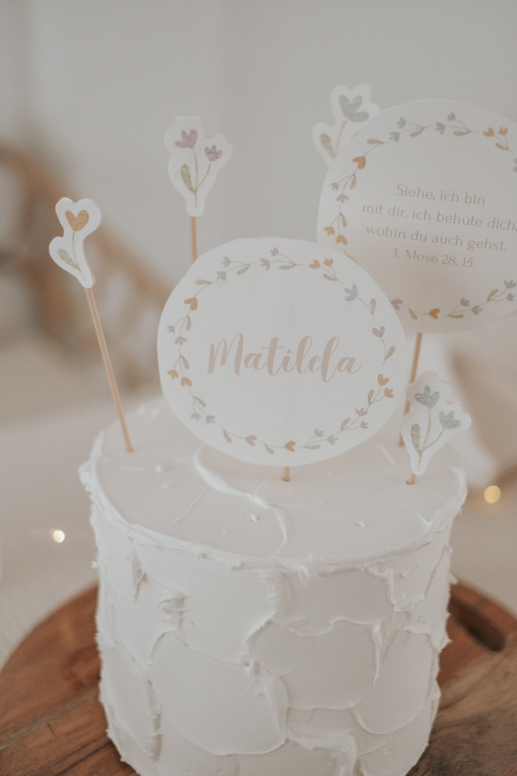 Caketopper Taufe Blümchen