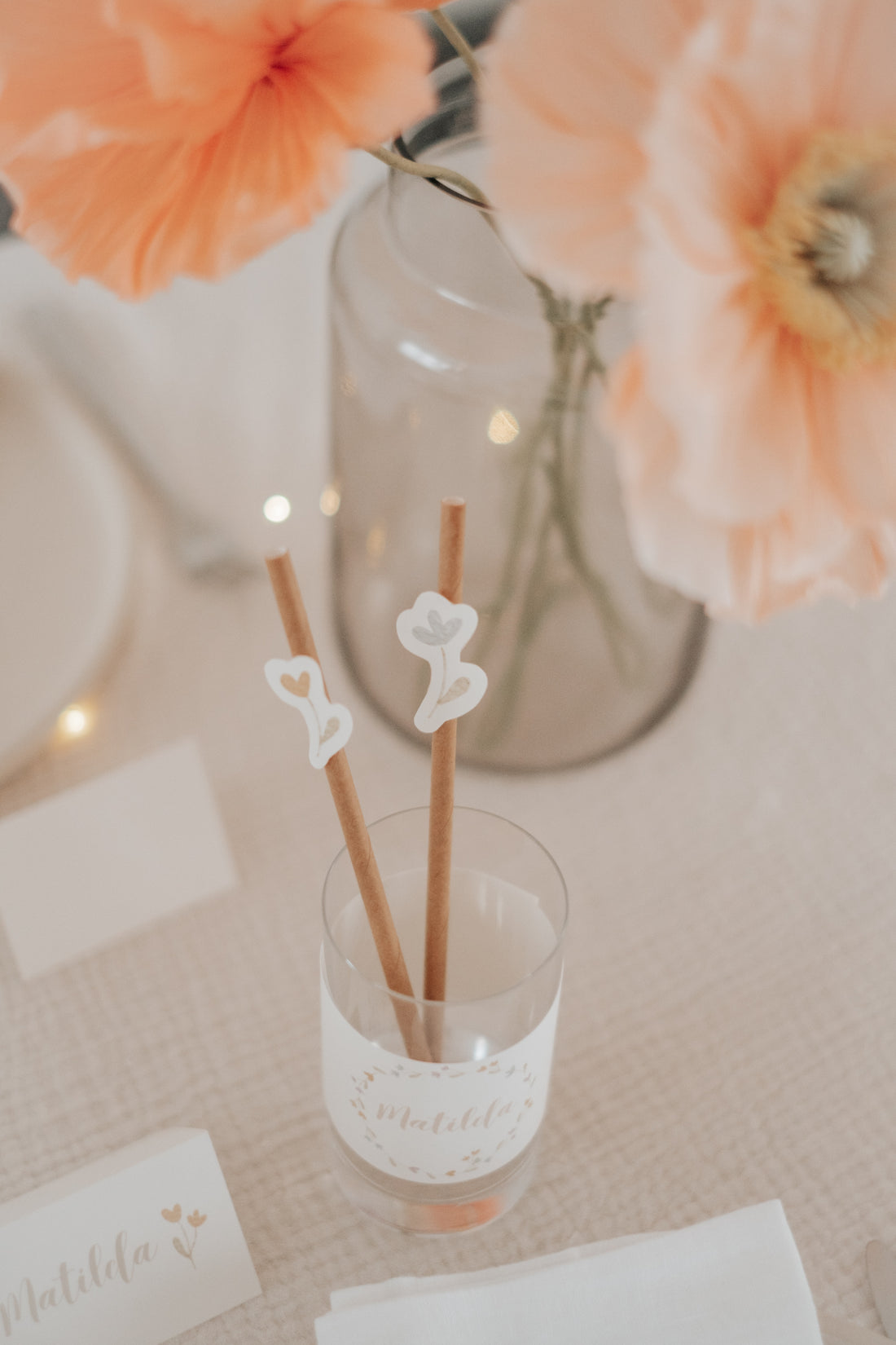 Strohhalme Taufe Blümchen