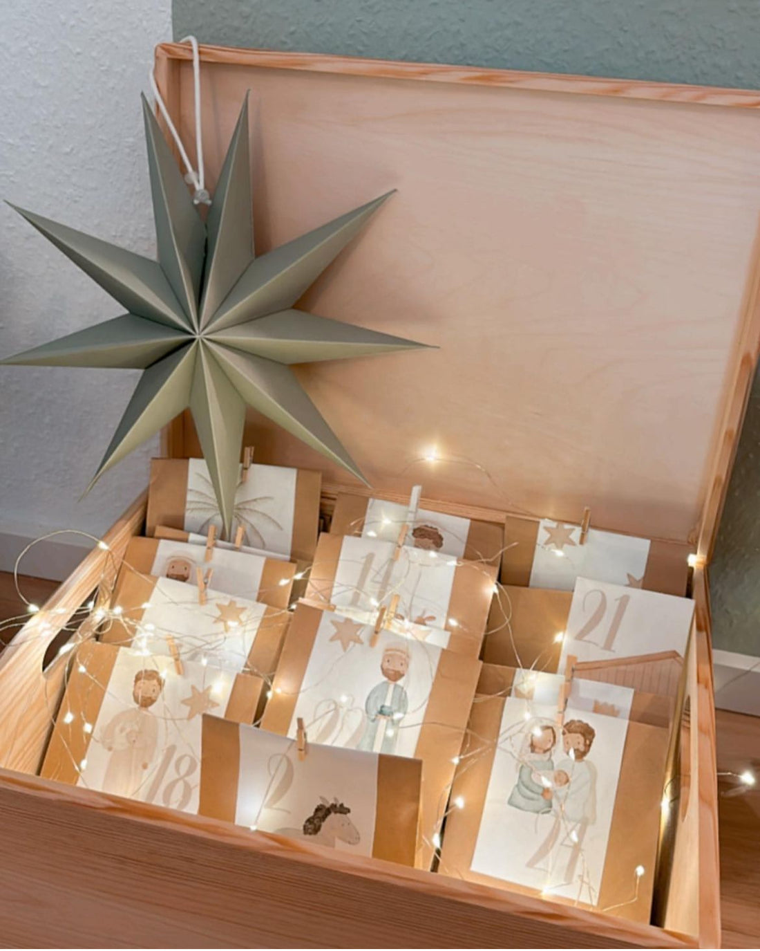 Adventskalenderzahlen Weihnachtsgeschichte Tütenaufleger