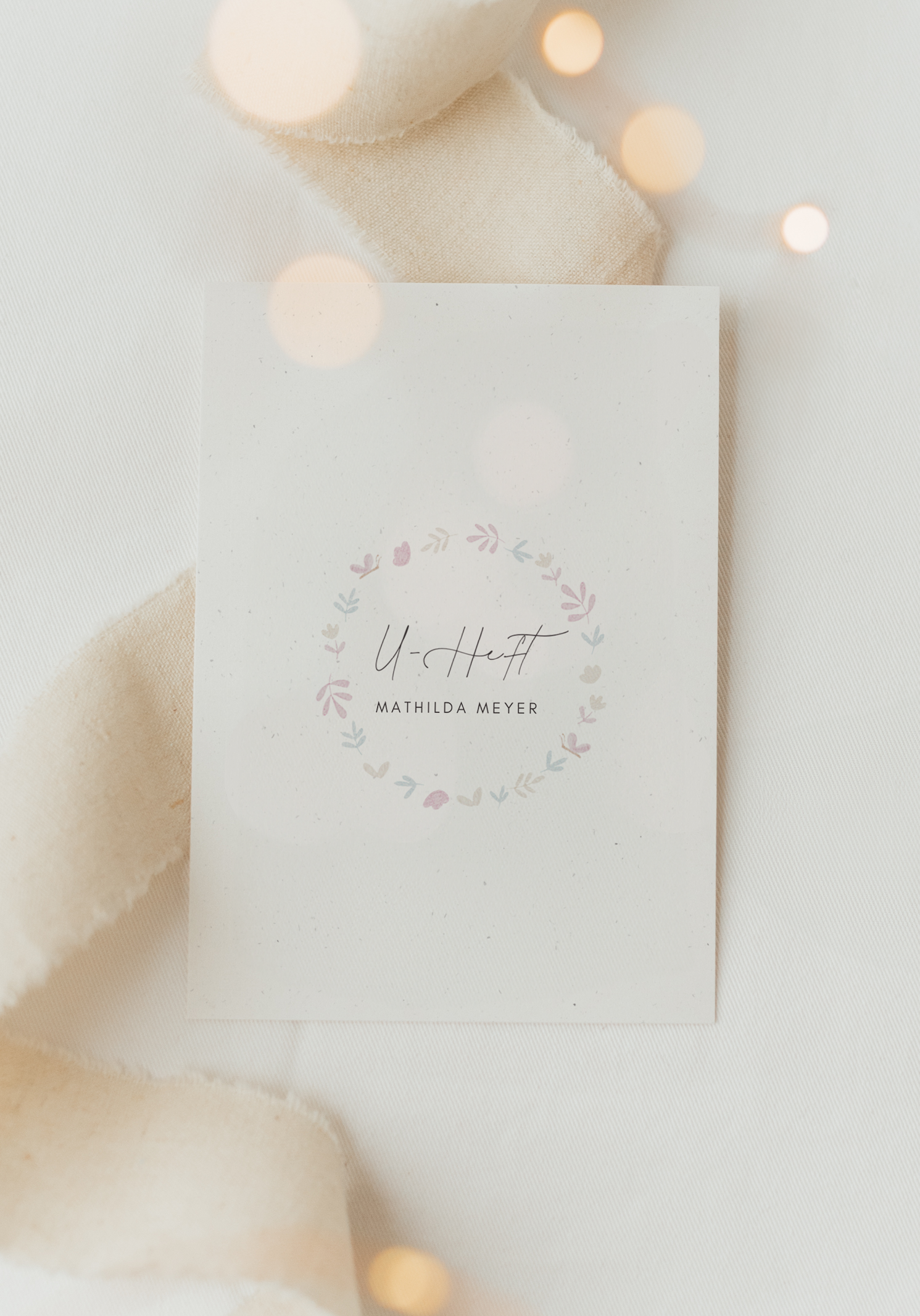 U-Heft Hülle Kranz Blümchen rosa blau