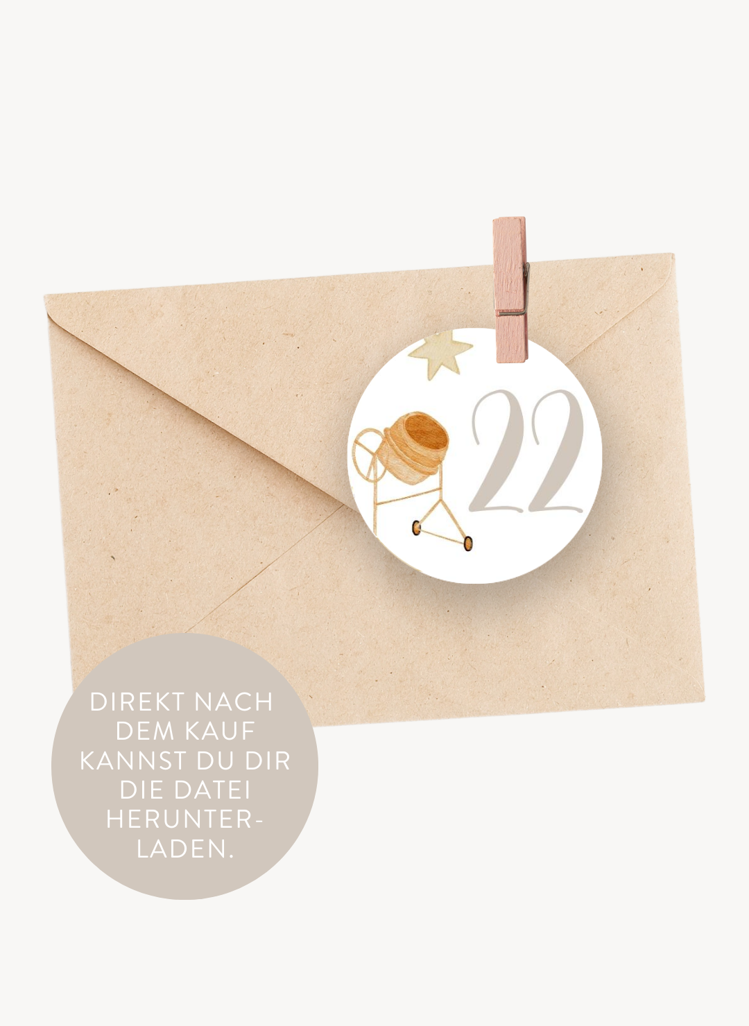 Adventskalenderzahlen Baustelle Rund