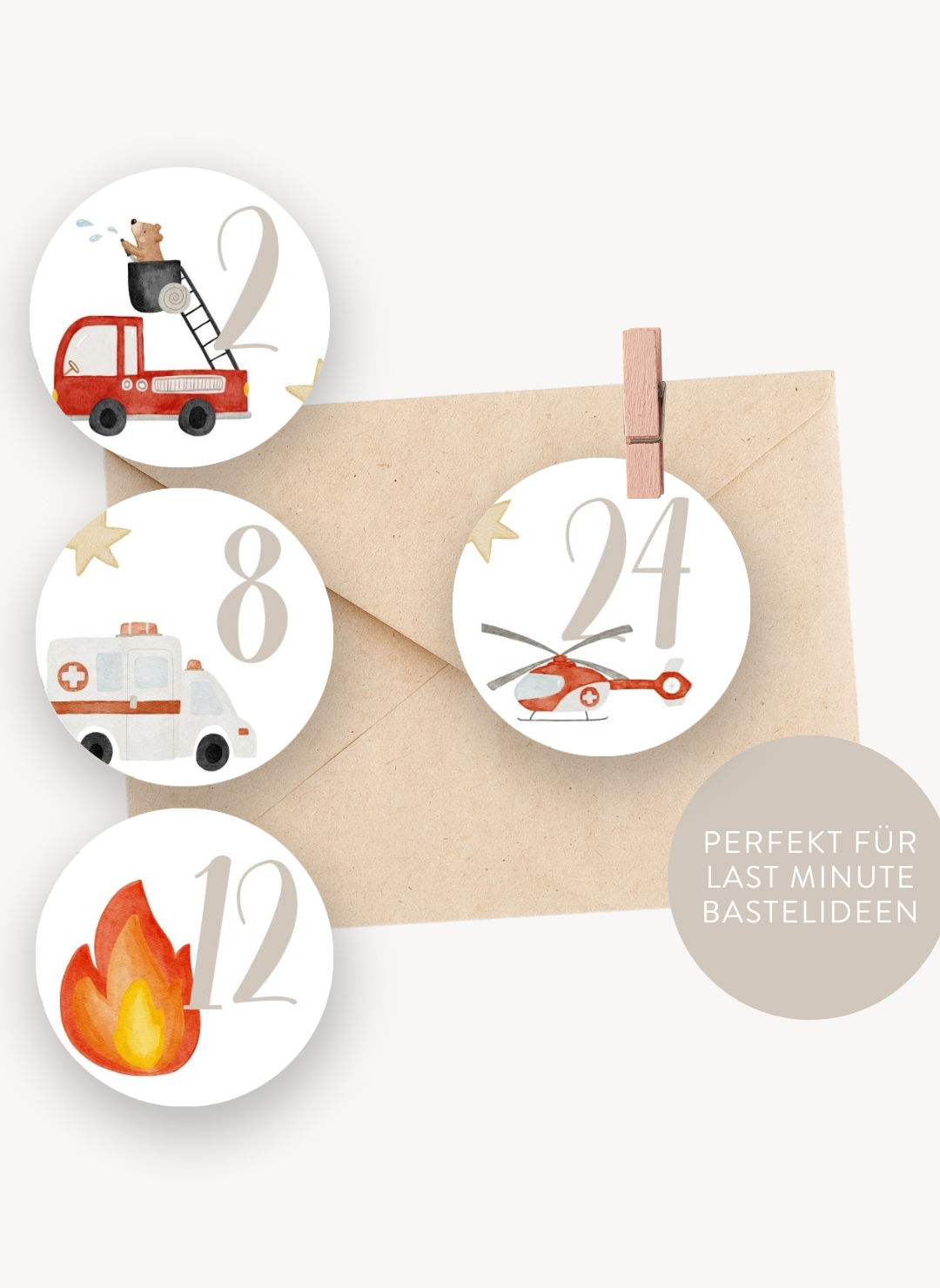 Adventskalenderzahlen Feuerwehr Rund
