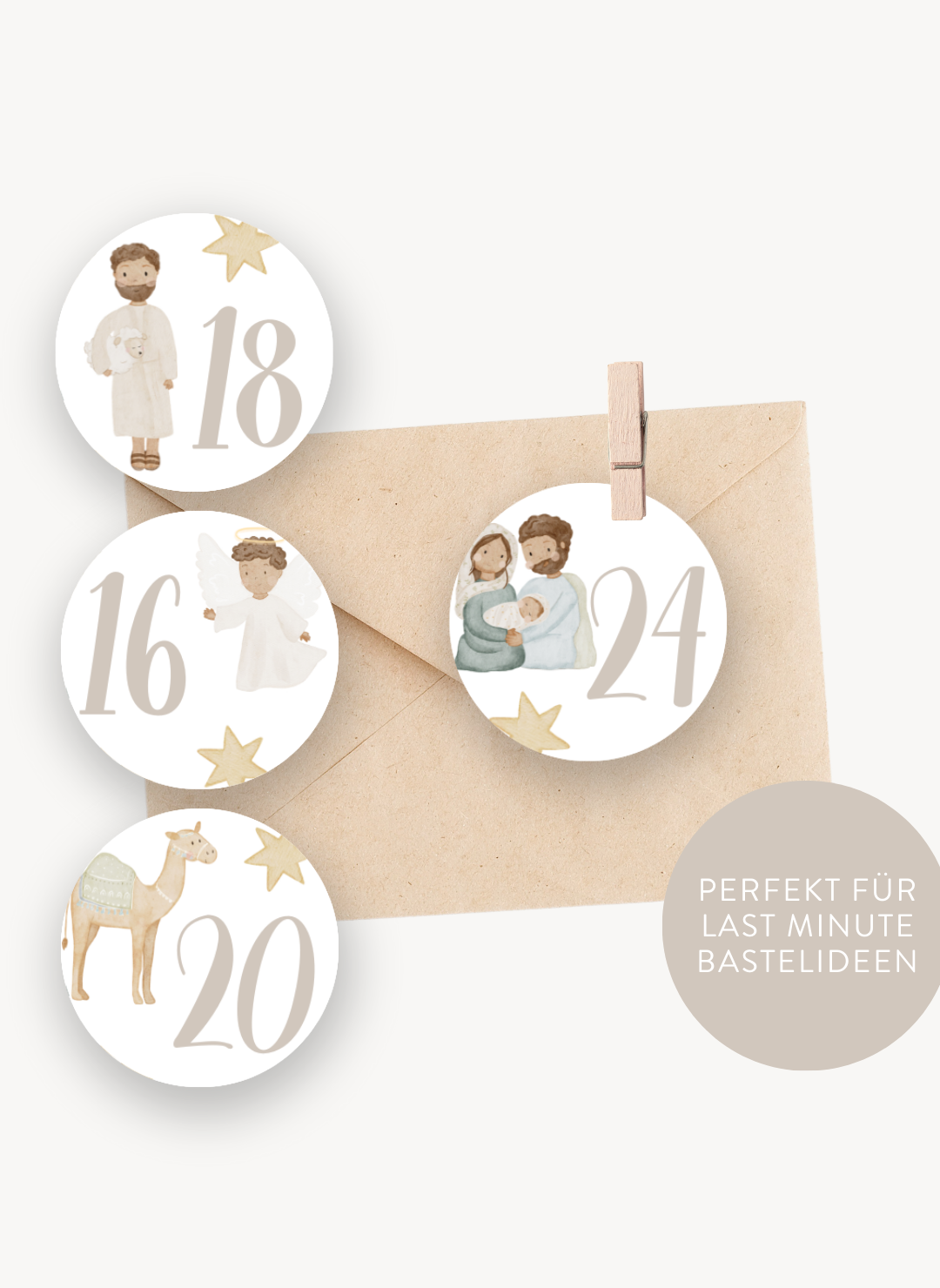 Adventskalenderzahlen Weihnachtsgeschichte Rund