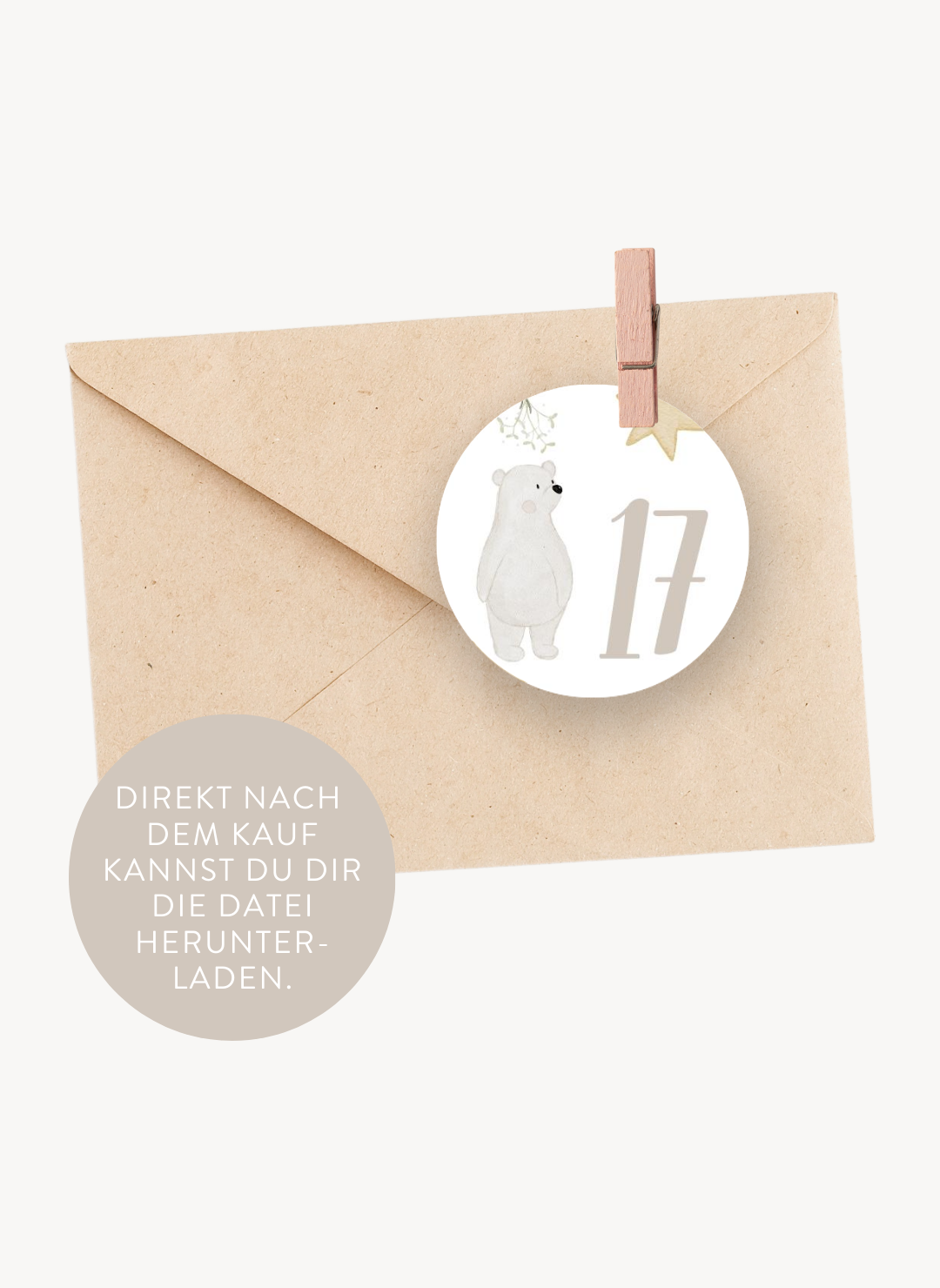 Adventskalenderzahlen Weihnachtstiere Rund