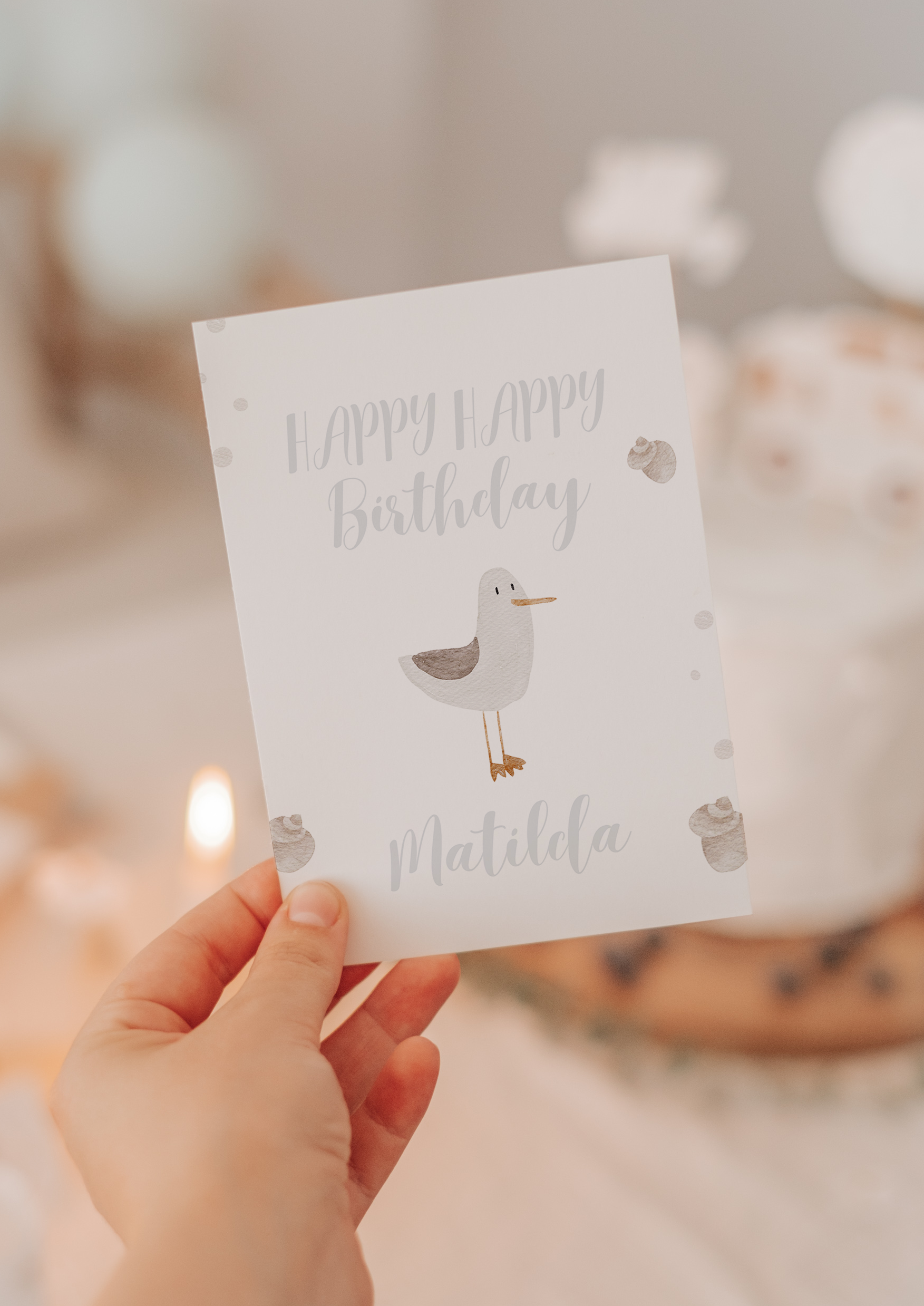 Geburtstagskarte Meer Wal hellblau