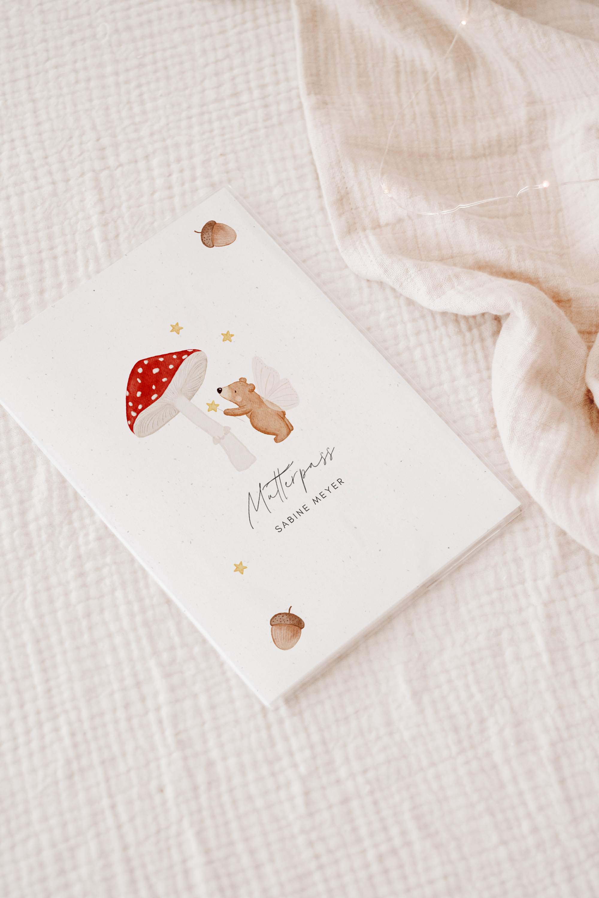 Mutterpass Hülle Pilz Bär Eicheln