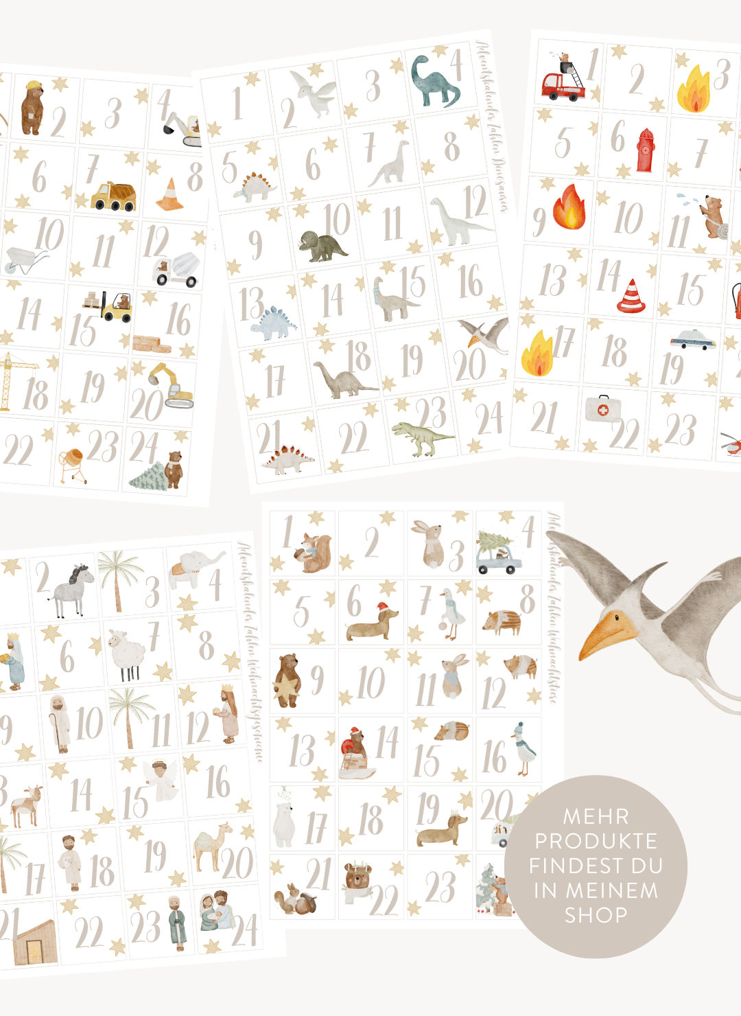 Adventskalenderzahlen Baustelle Quadratisch