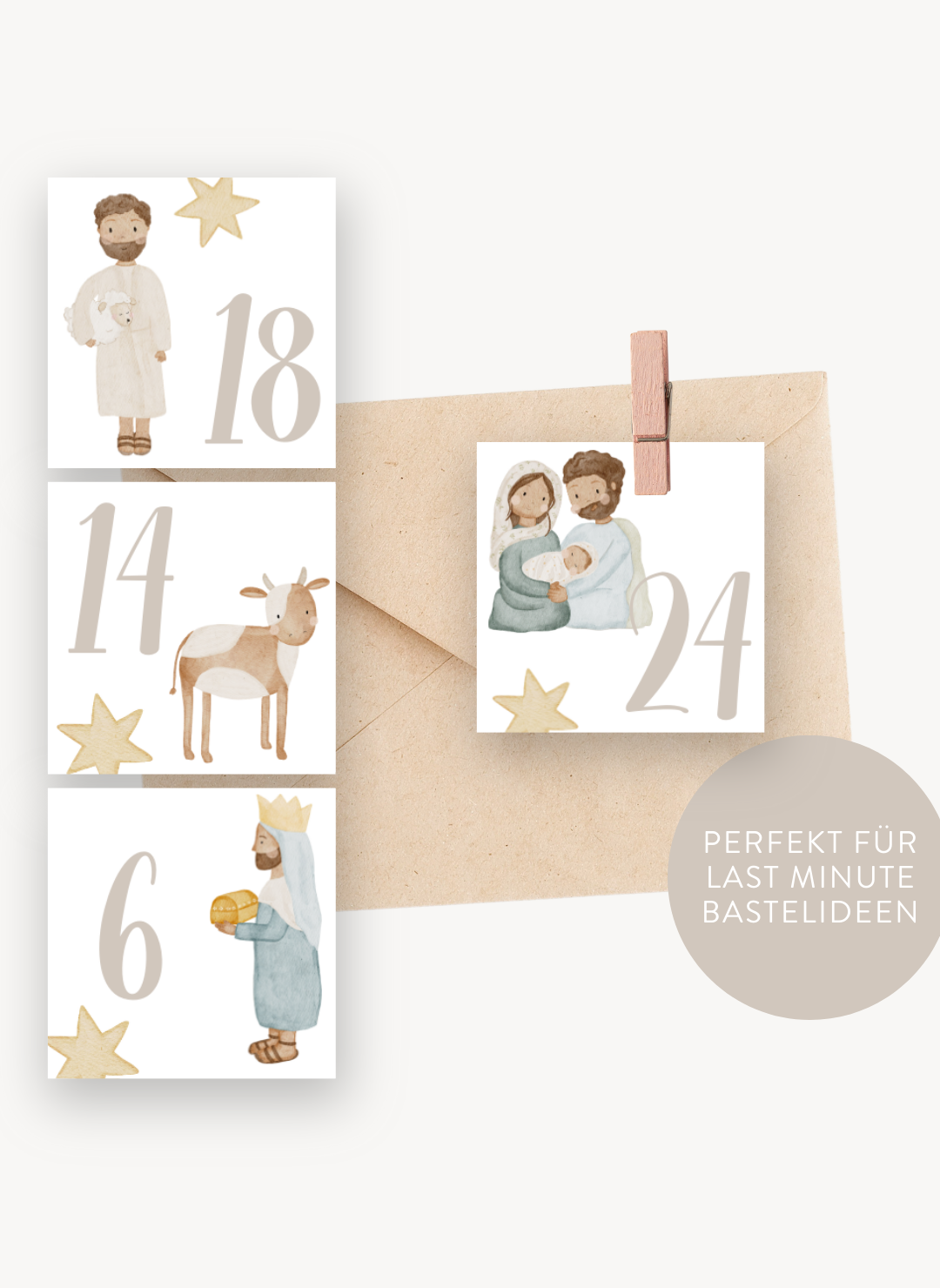 Adventskalenderzahlen Weihnachtsgeschichte Quadratisch