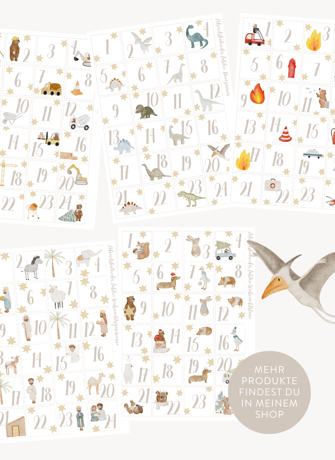 Adventskalenderzahlen Weihnachtsgeschichte Quadratisch