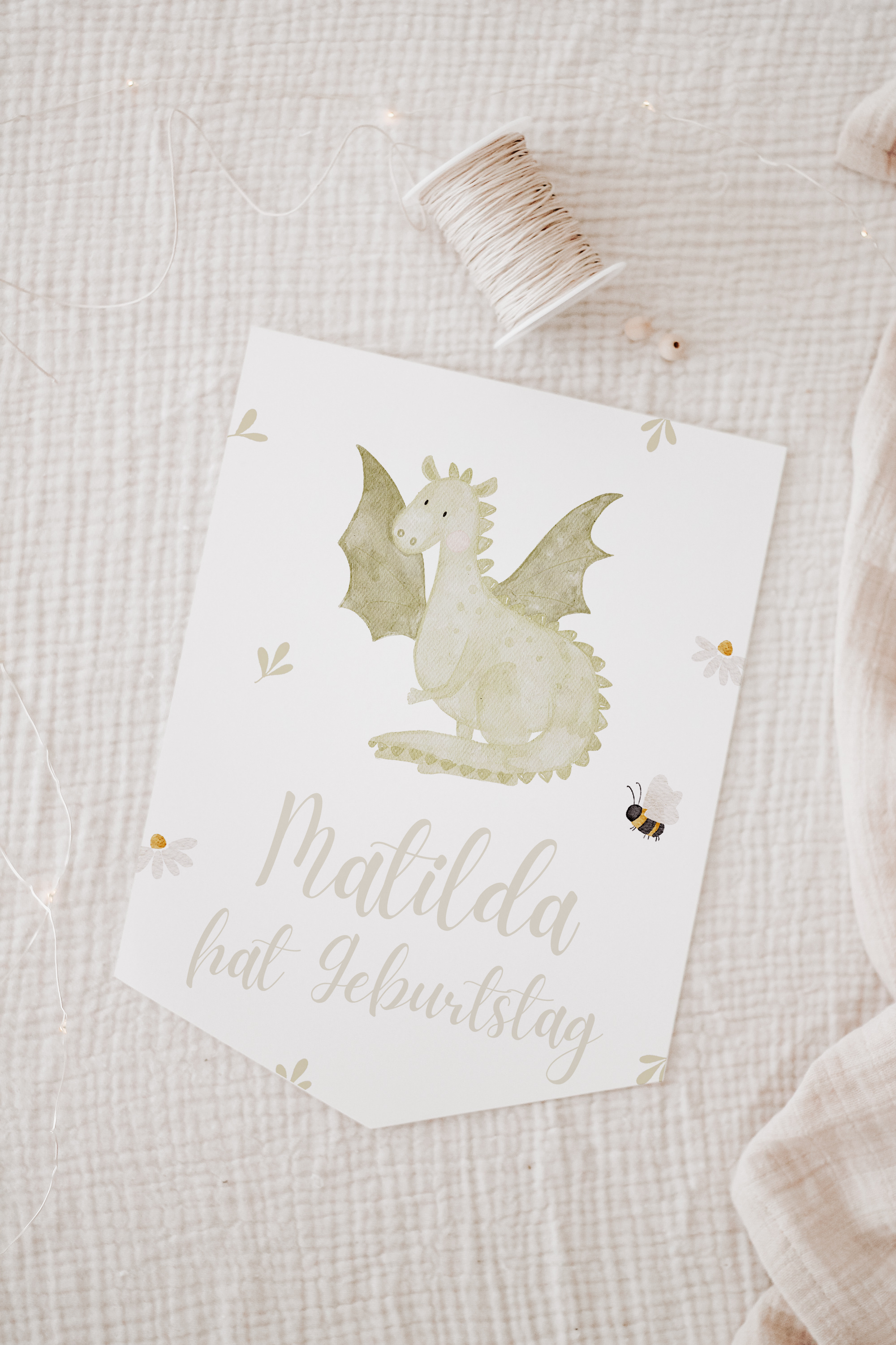 Wimpel mit Name Drache