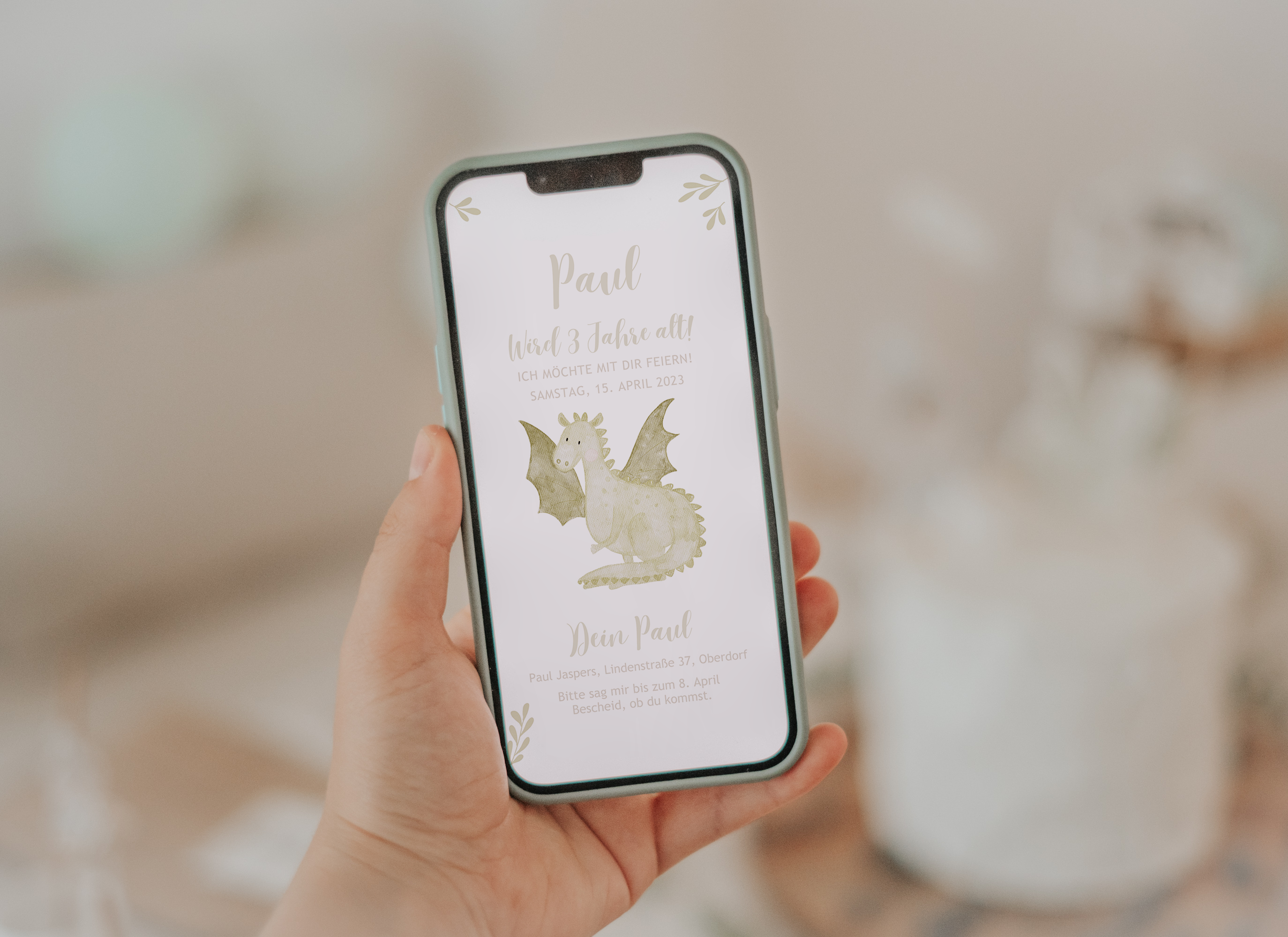 Einladung Smartphone Video Ritter Drache