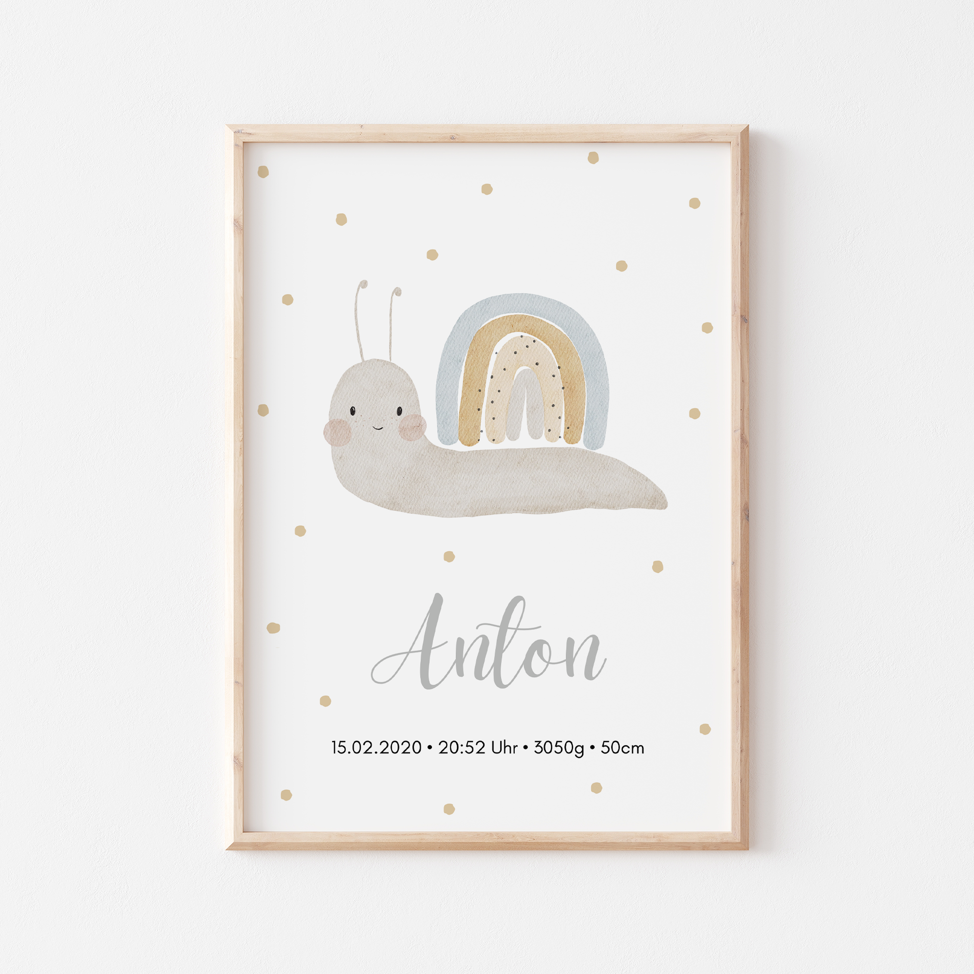 Geburtsposter Schnecke Regenbogen