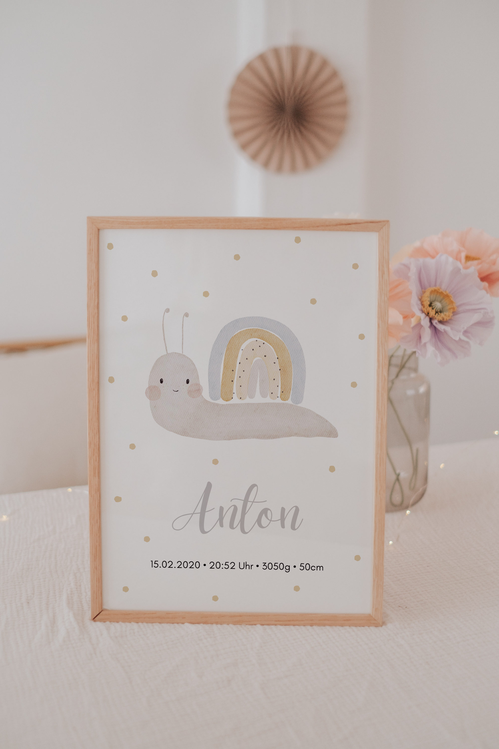 Geburtsposter Schnecke Regenbogen