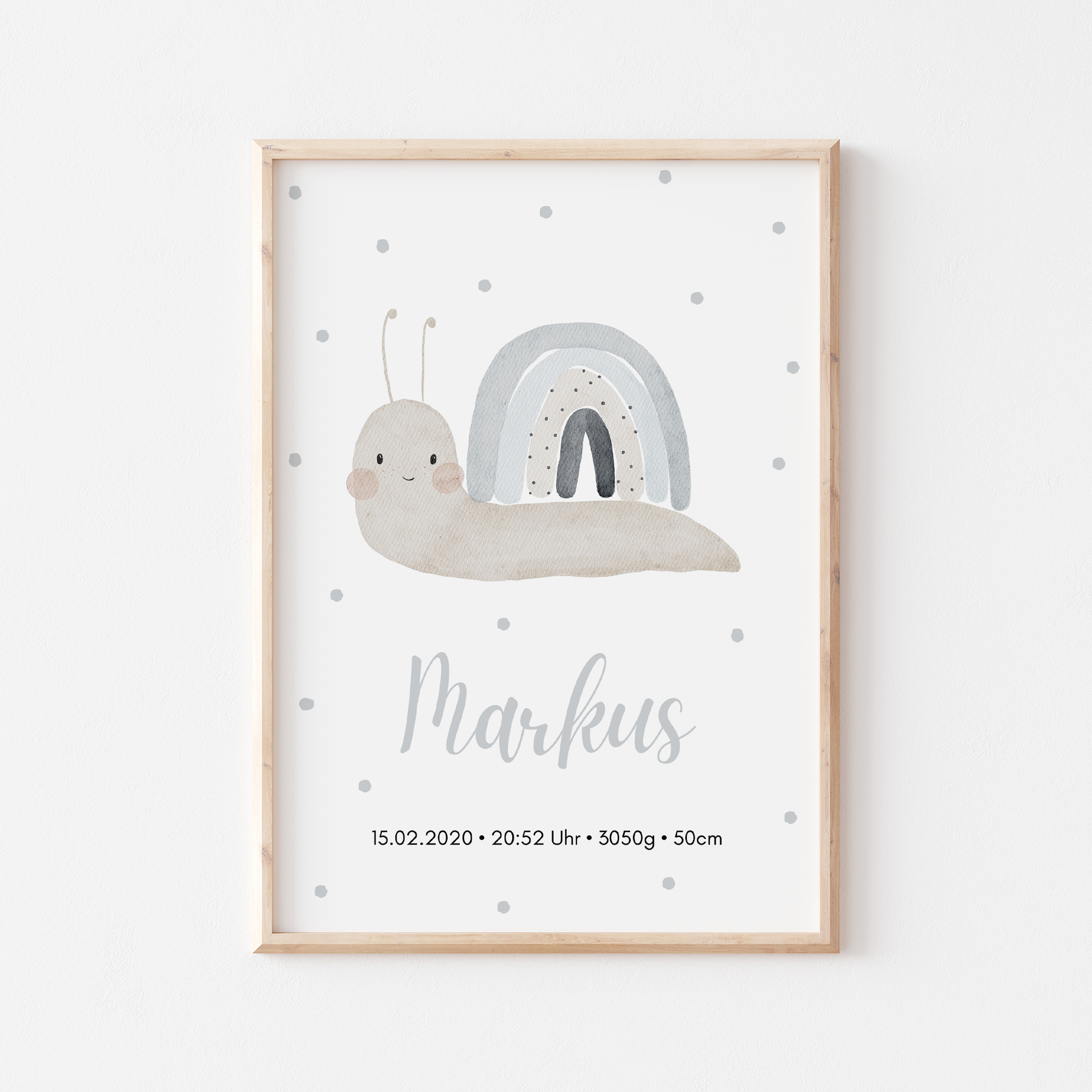 Geburtsposter Schnecke Regenbogen