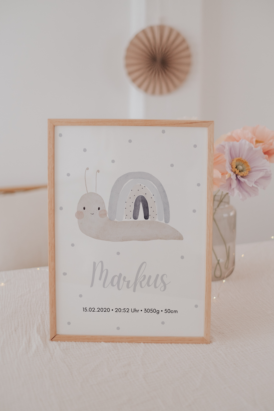 Geburtsposter Schnecke Regenbogen