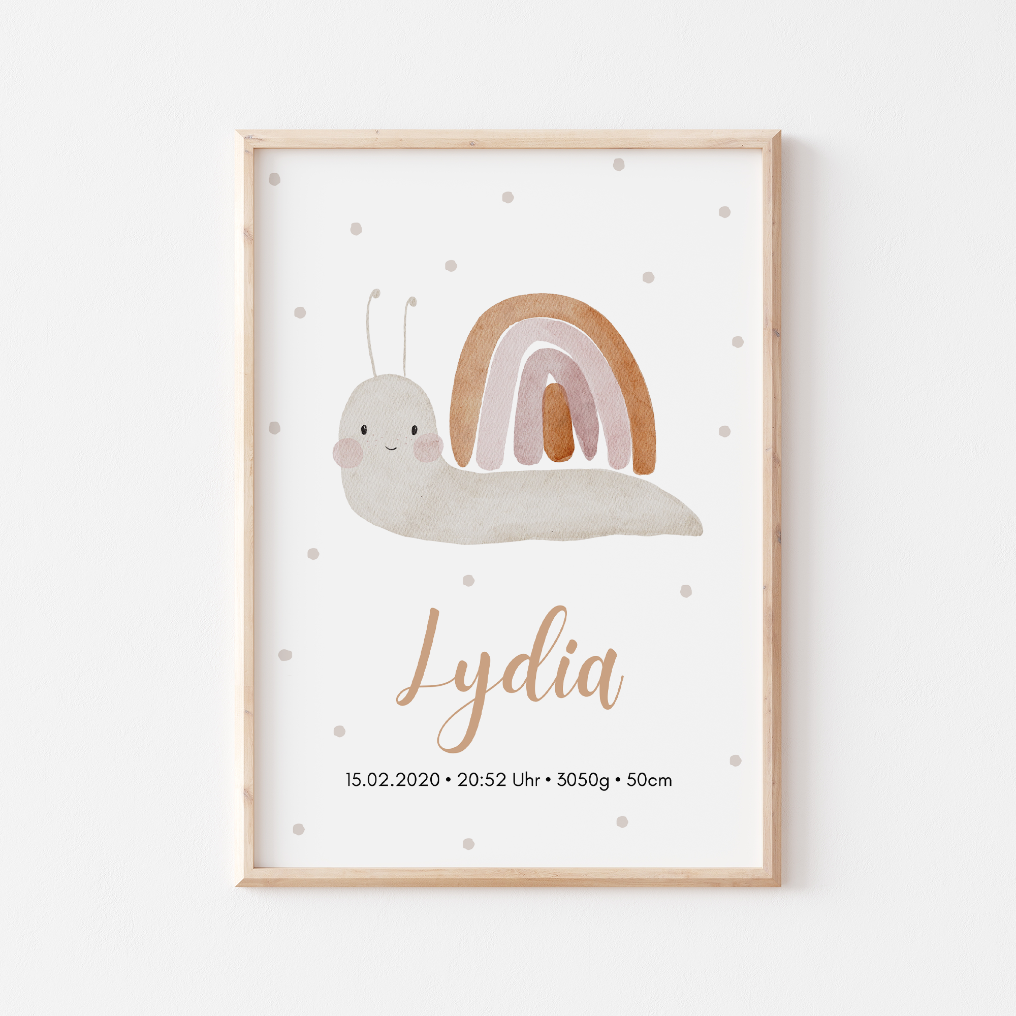 Geburtsposter Schnecke Regenbogen