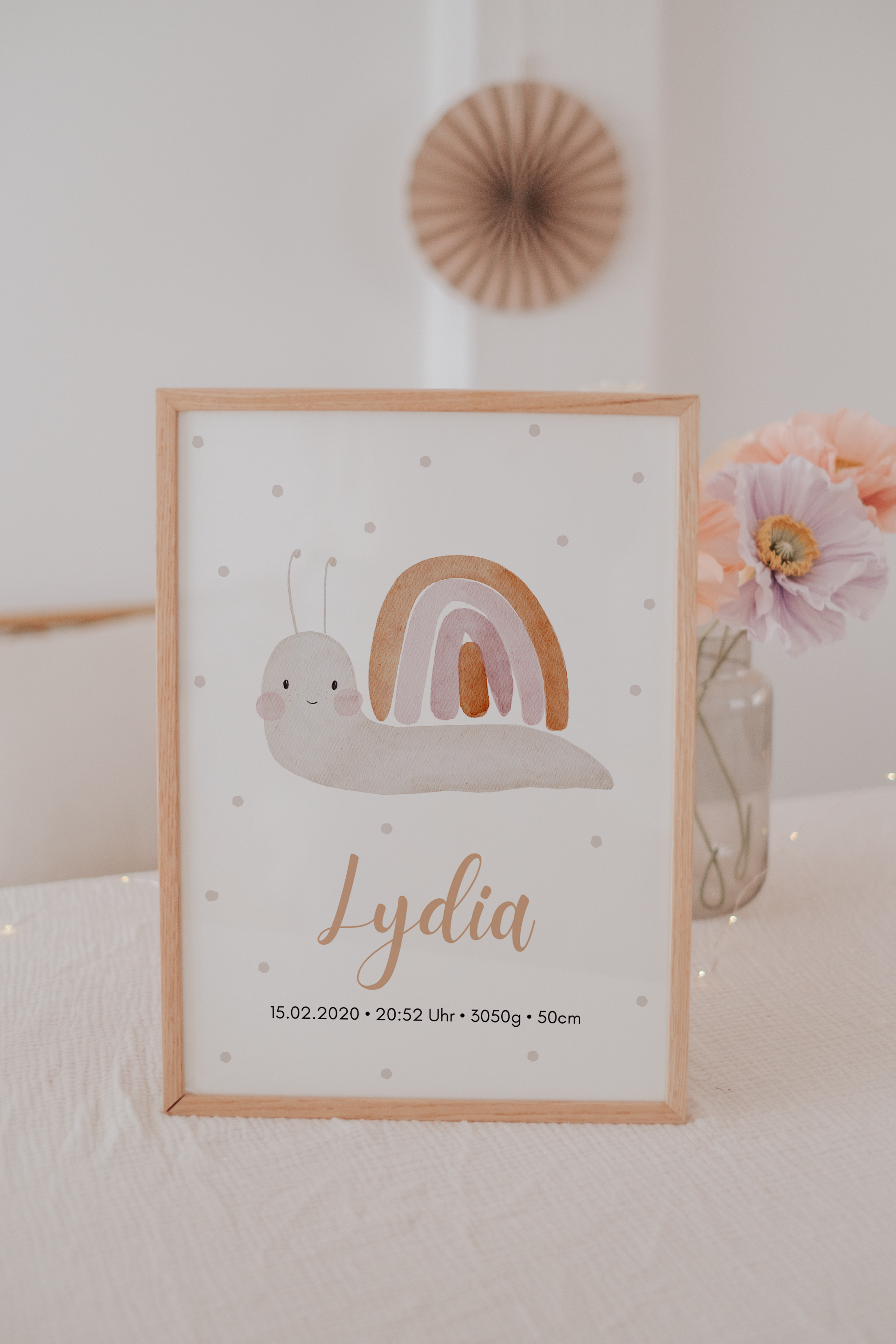 Geburtsposter Schnecke Regenbogen