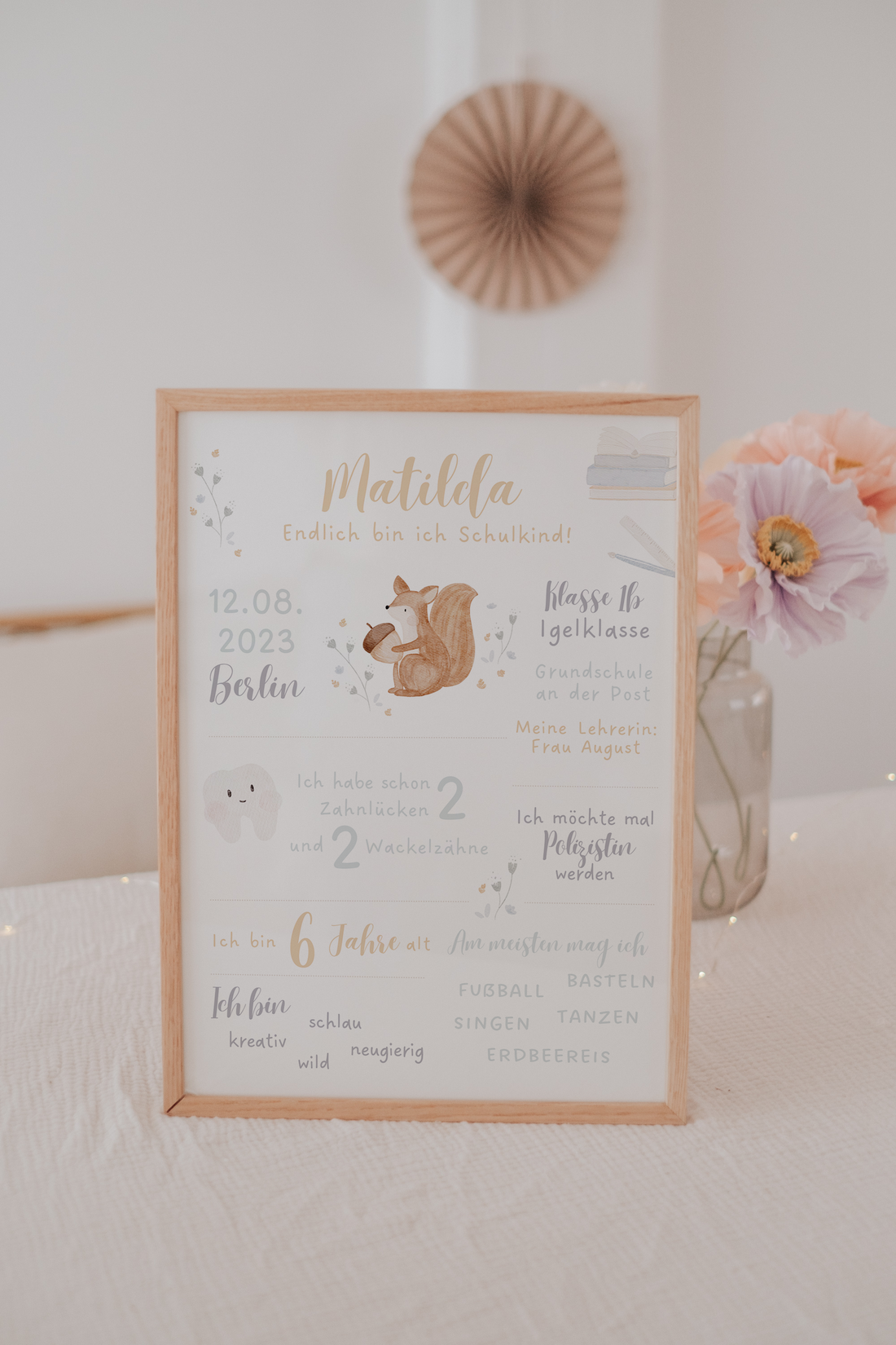 Meilensteintafel Schulanfang Eichhörnchen