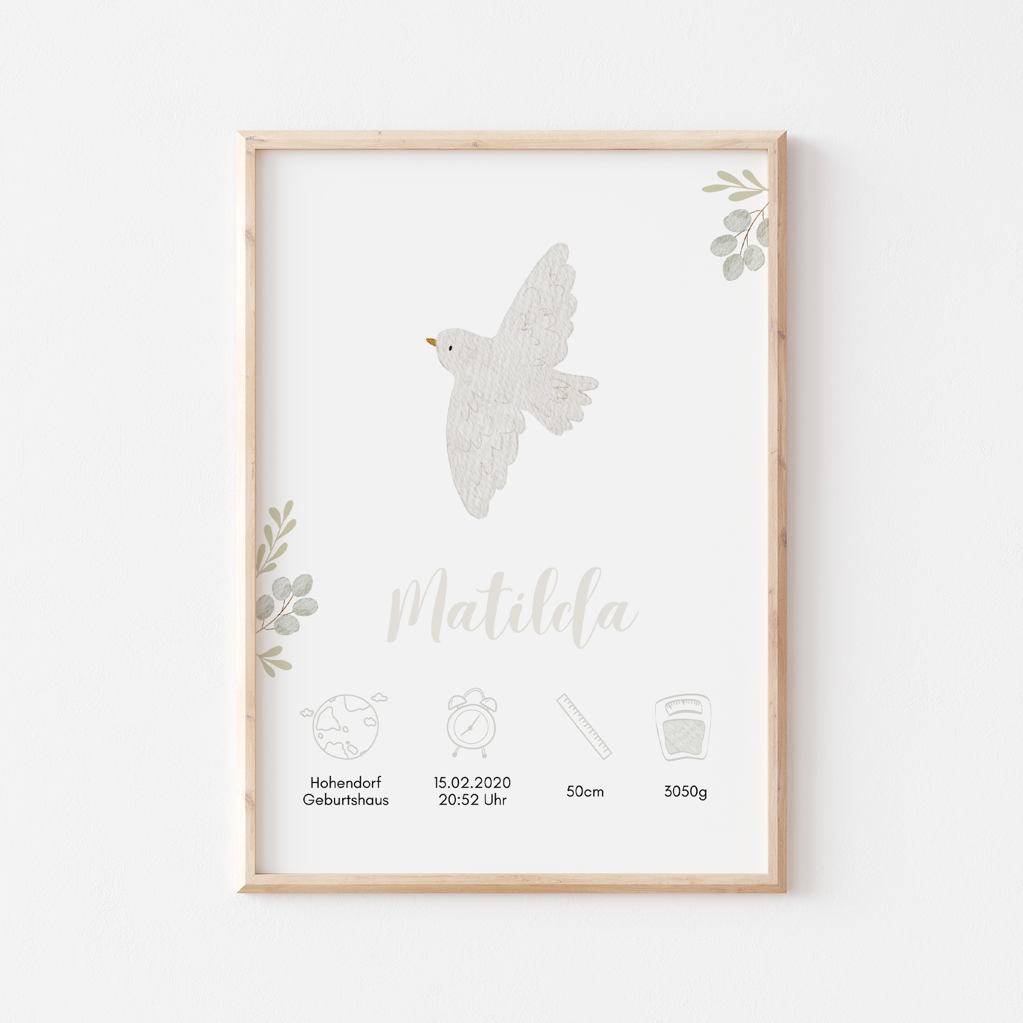 Geburtsposter Taufe Taube