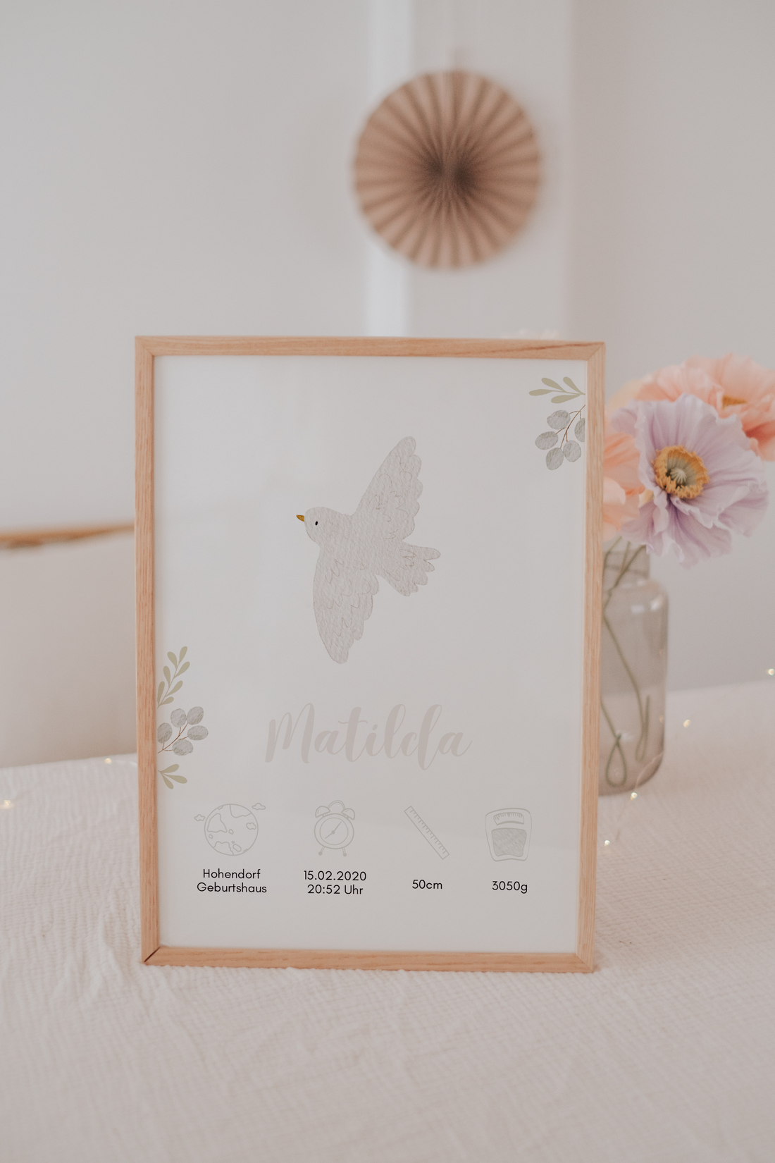 Geburtsposter Taufe Taube