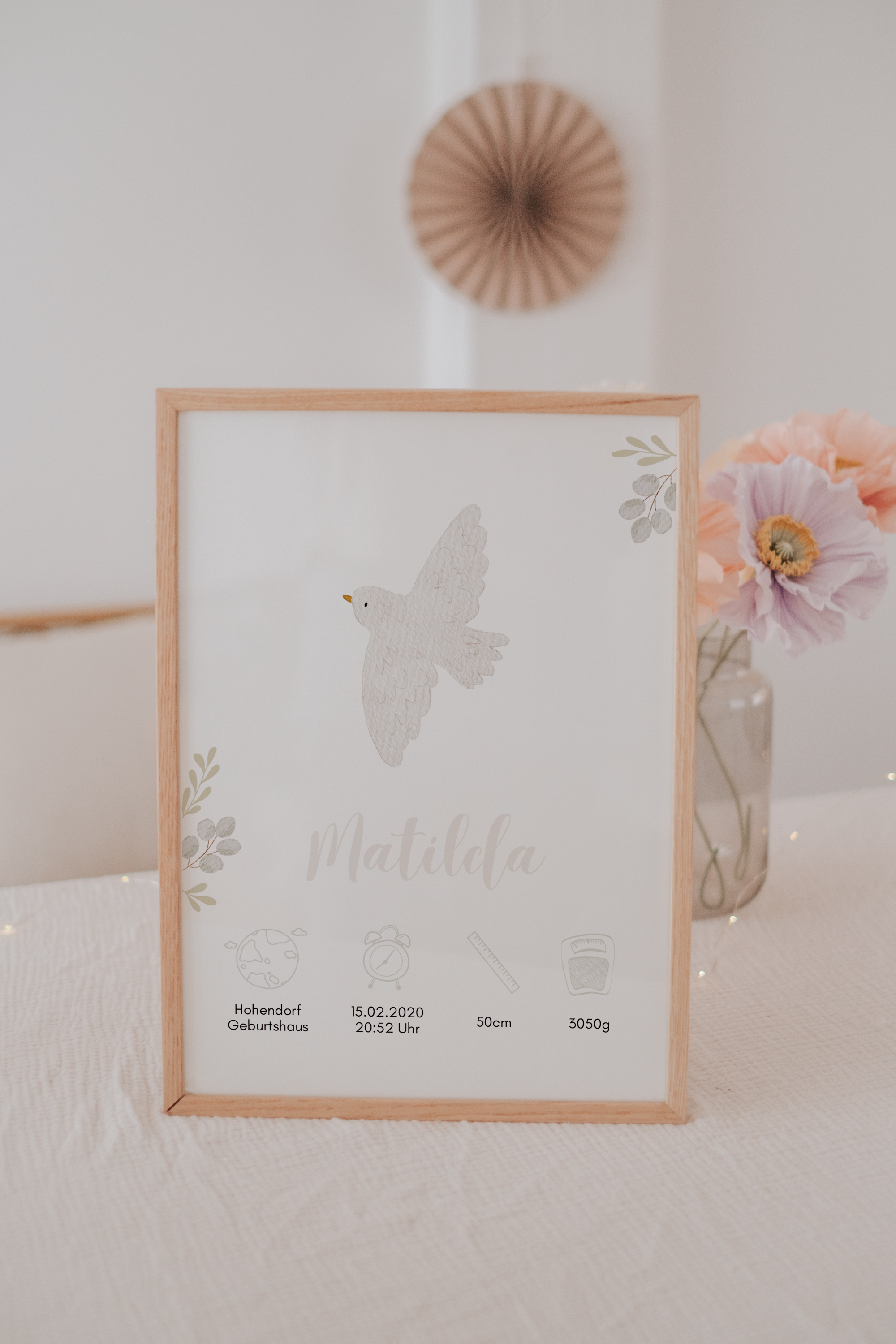 Geburtsposter Taufe Taube