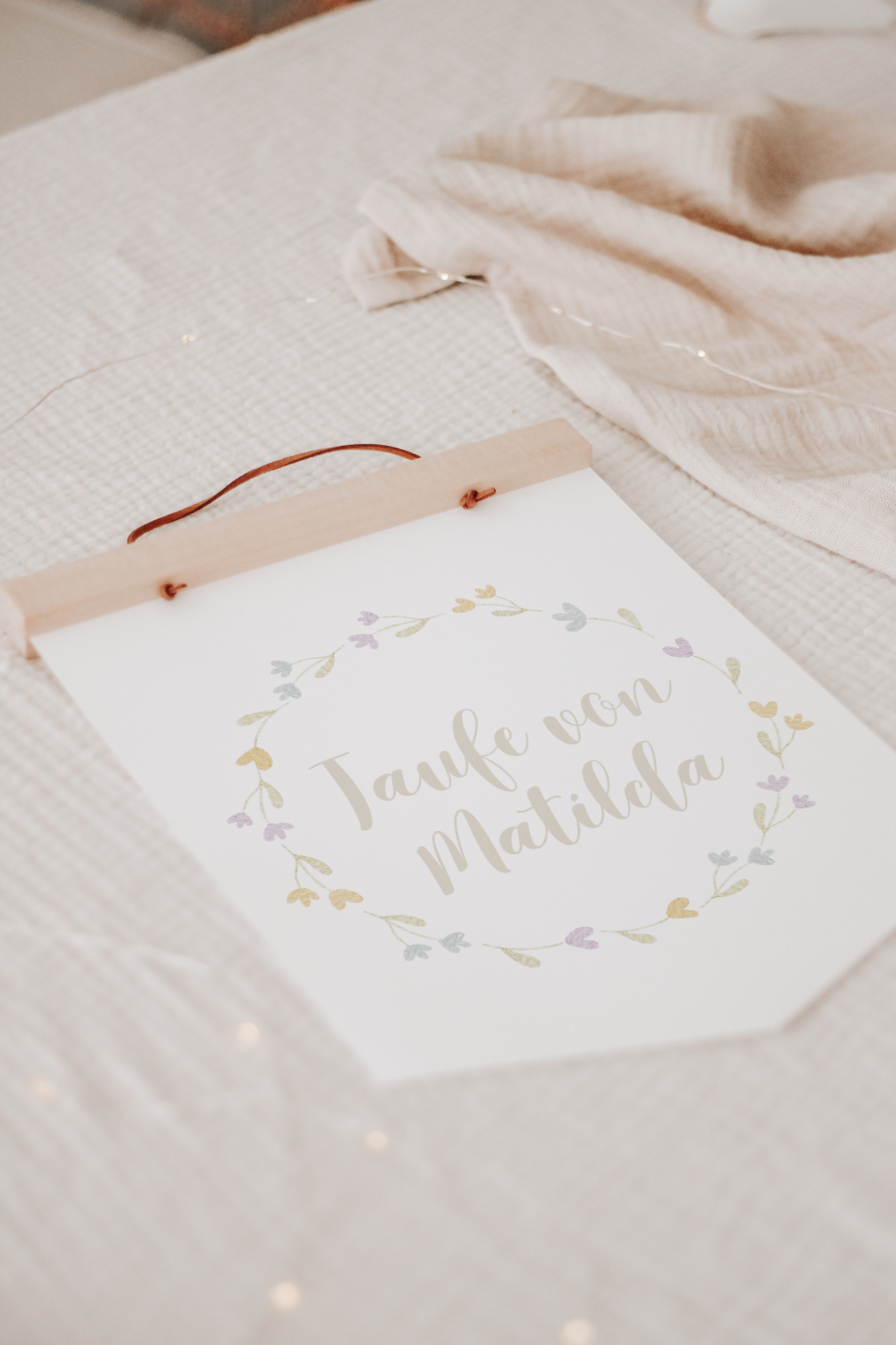 Wimpel mit Name Taufe Blümchen