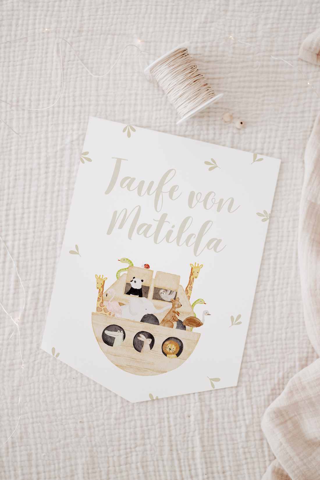 Wimpel mit Name Taufe Arche Noah
