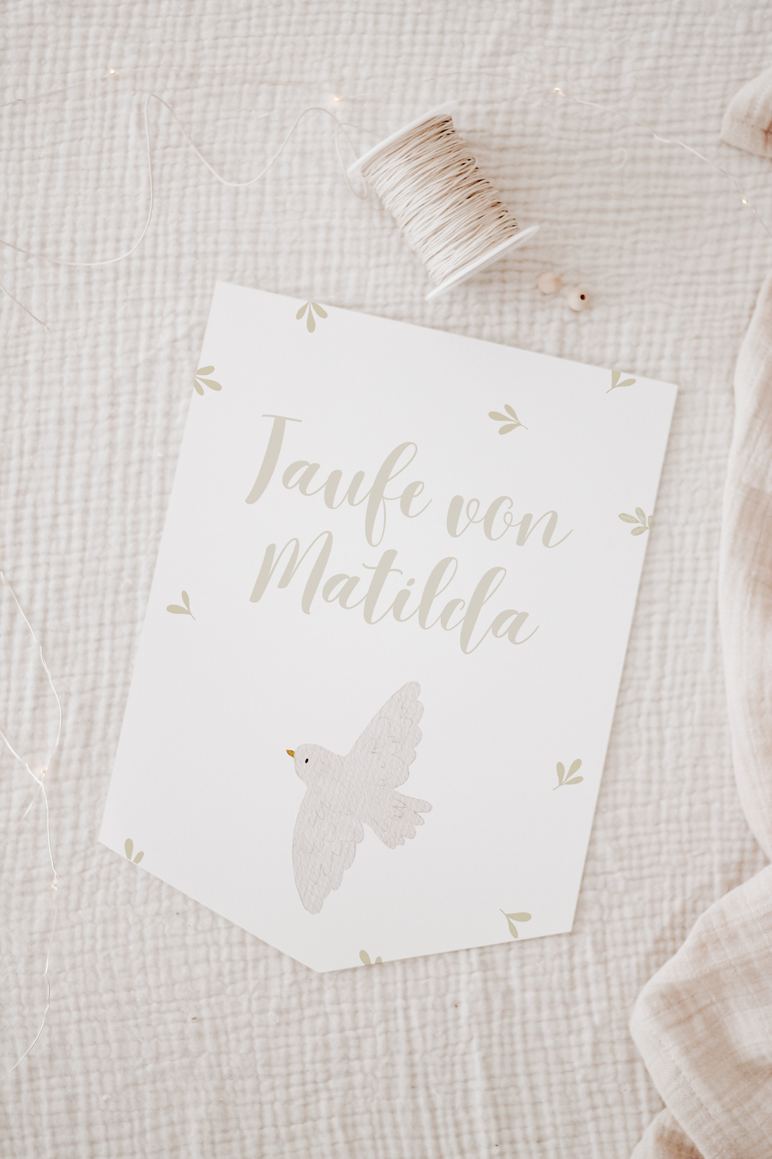 Wimpel mit Name Taufe Taube