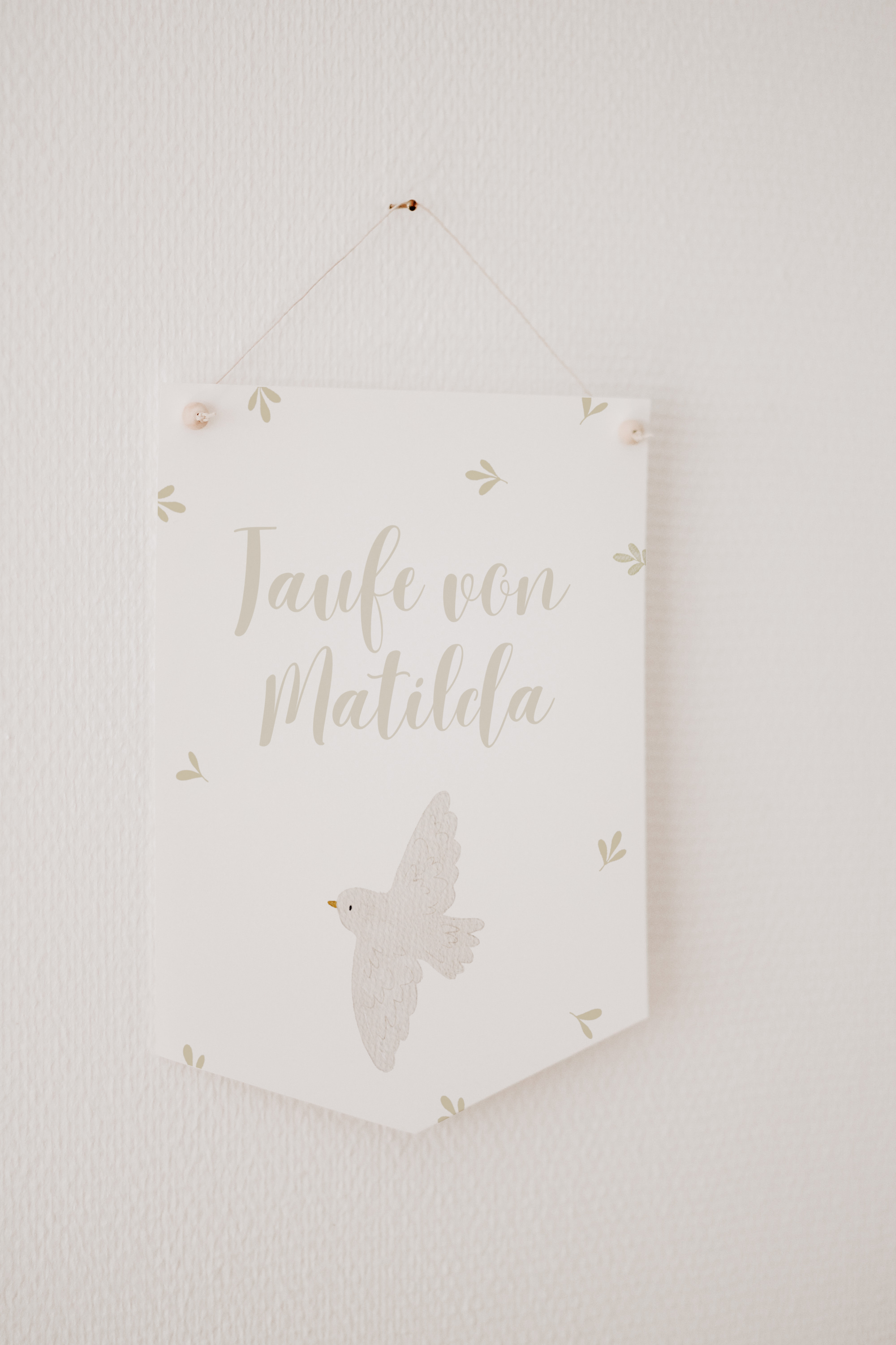 Wimpel mit Name Taufe Taube