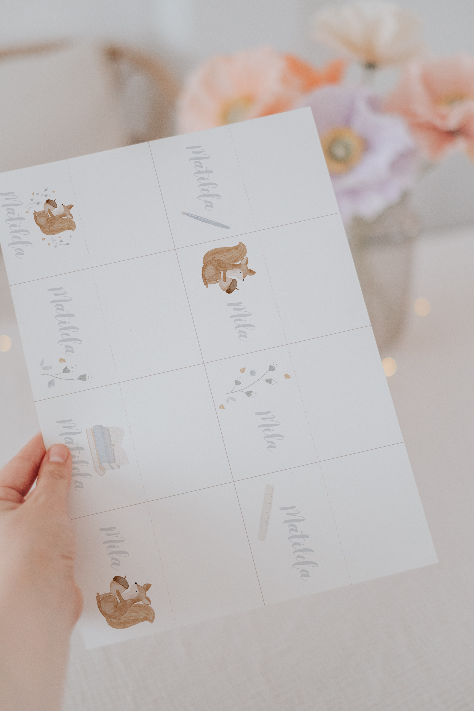 Tischkärtchen Schulanfang Eichhörnchen
