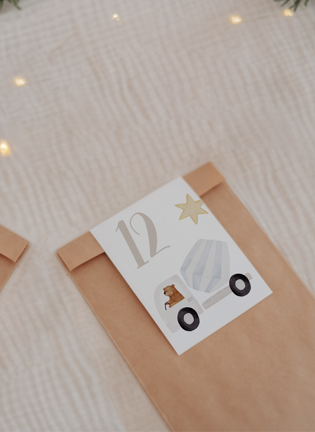 Adventskalenderzahlen Baustelle Tütenaufleger