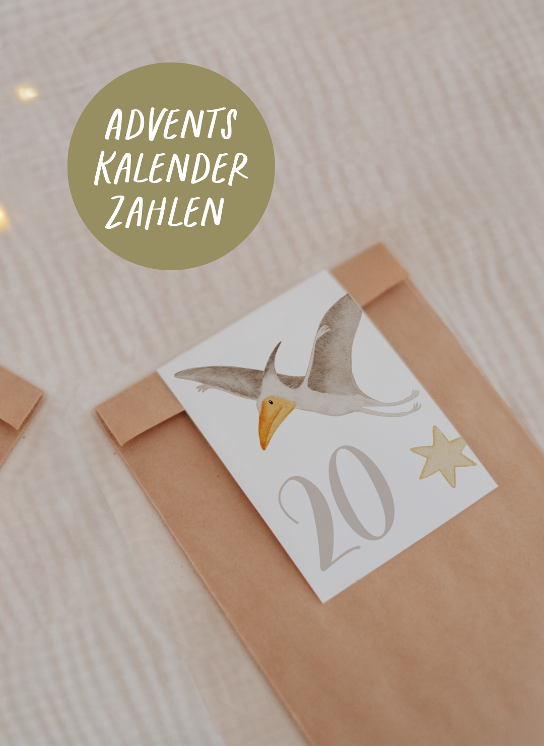 Adventskalenderzahlen Dinosaurier Tütenaufleger
