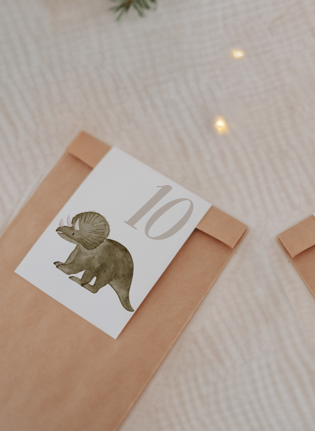 Adventskalenderzahlen Dinosaurier Tütenaufleger