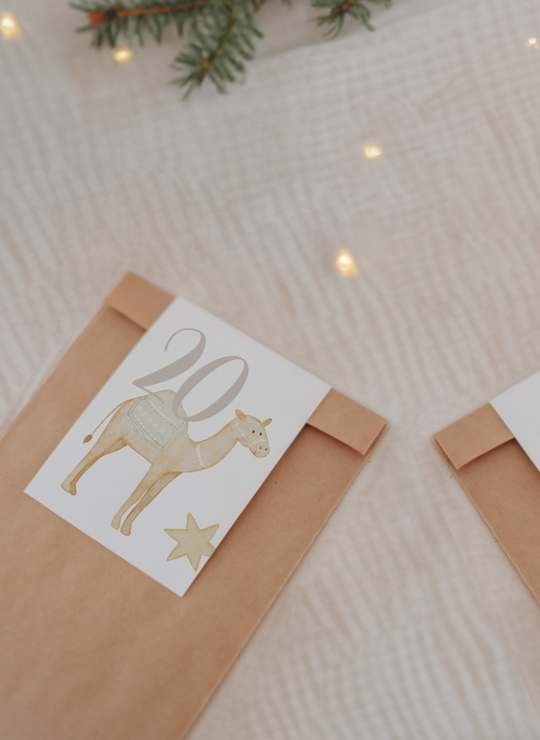 Adventskalenderzahlen Weihnachtsgeschichte Tütenaufleger