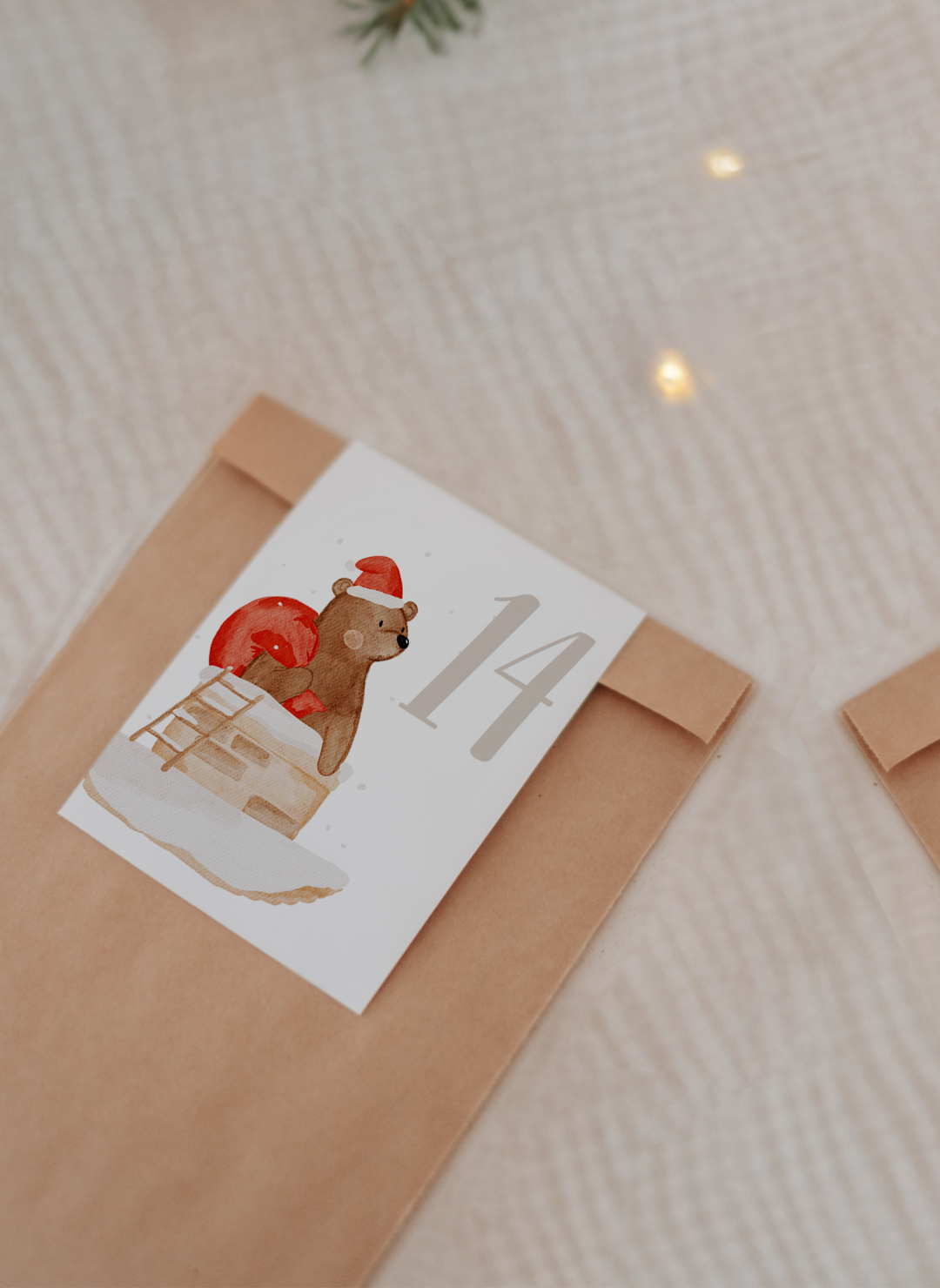 Adventskalenderzahlen Weihnachtstiere Tütenaufleger