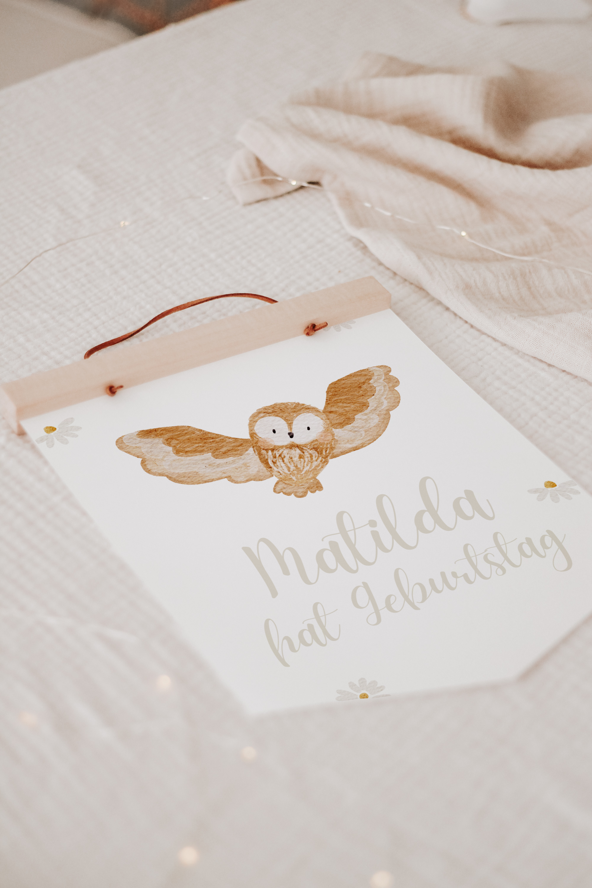 Wimpel mit Name Waldtiere Eule
