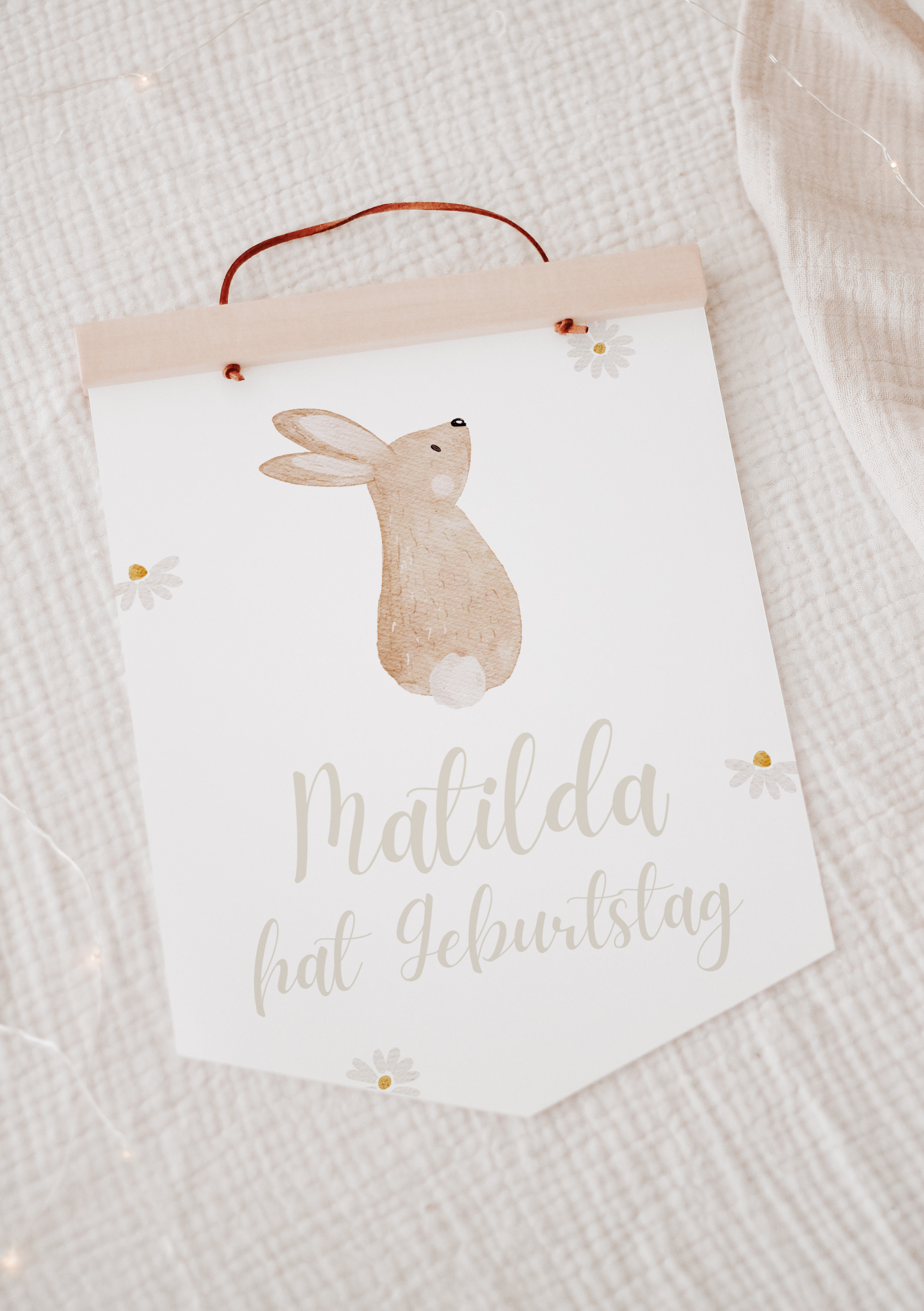 Wimpel mit Name Waldtiere Hase