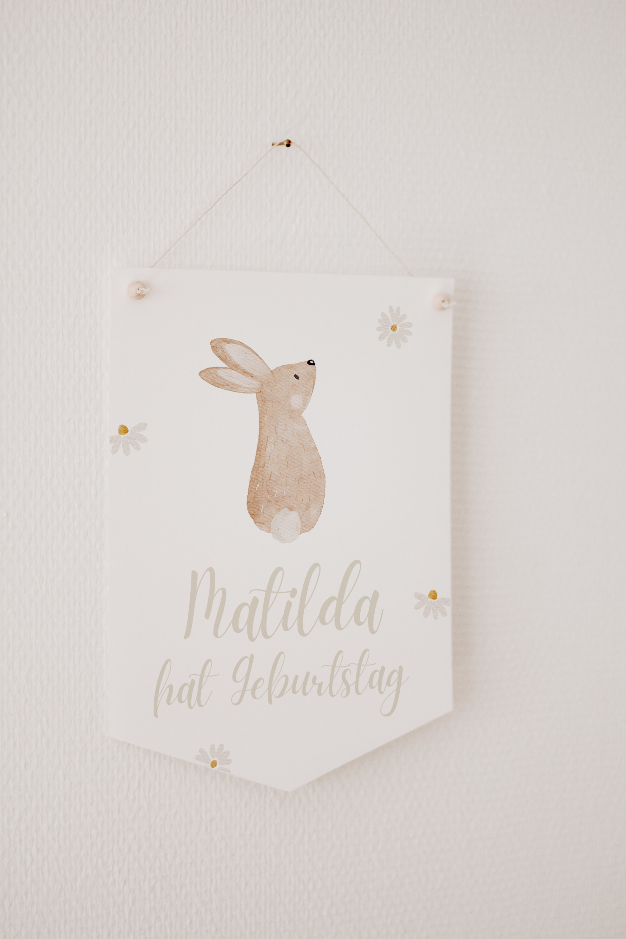 Wimpel mit Name Waldtiere Hase
