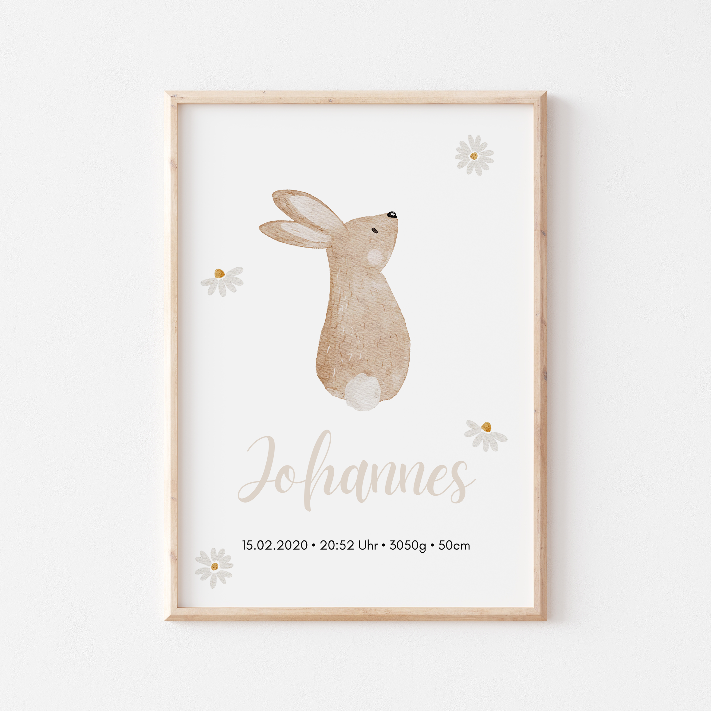 Geburtsposter Waldtiere Hase