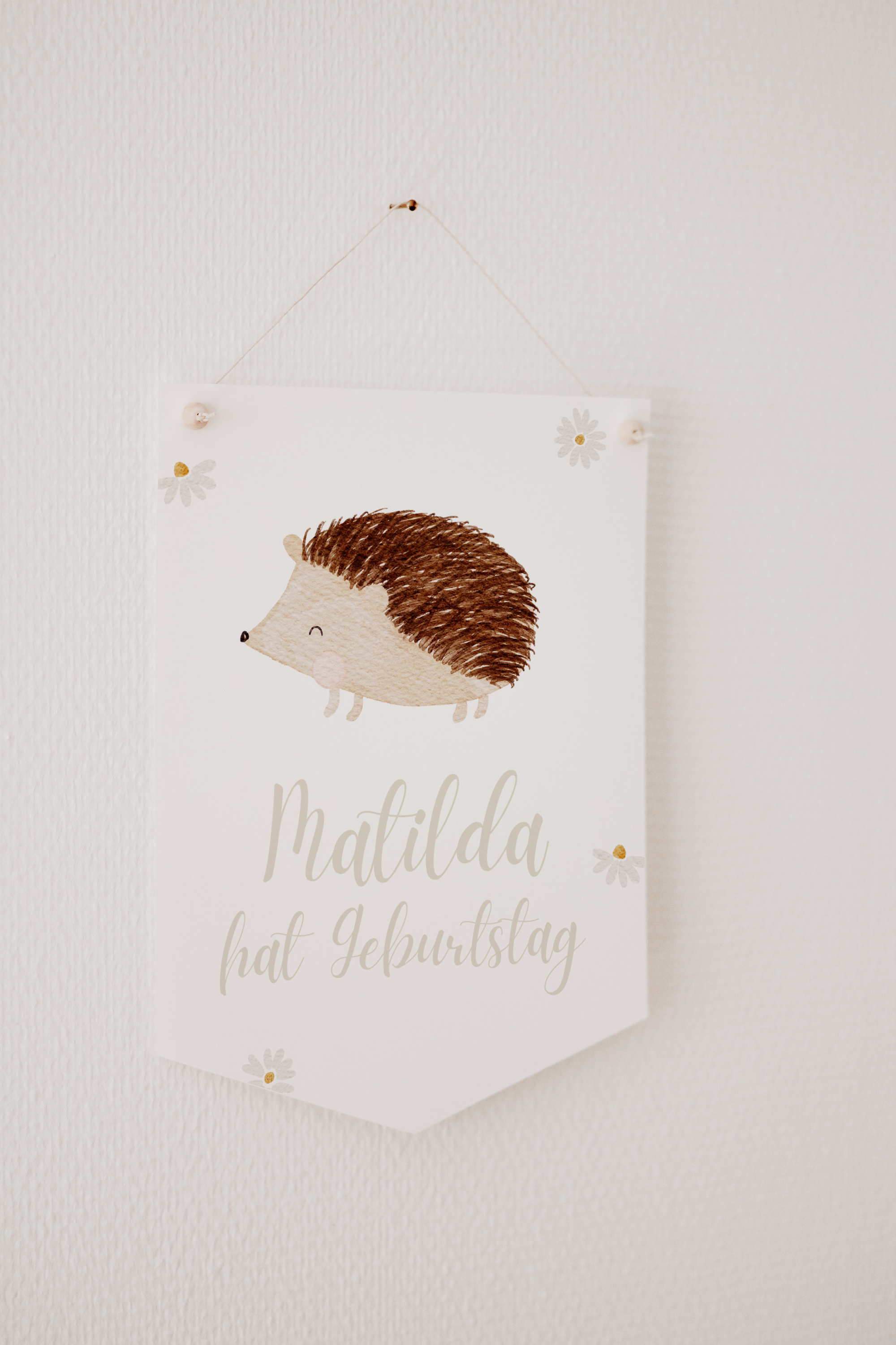 Wimpel mit Name Waldtiere Igel