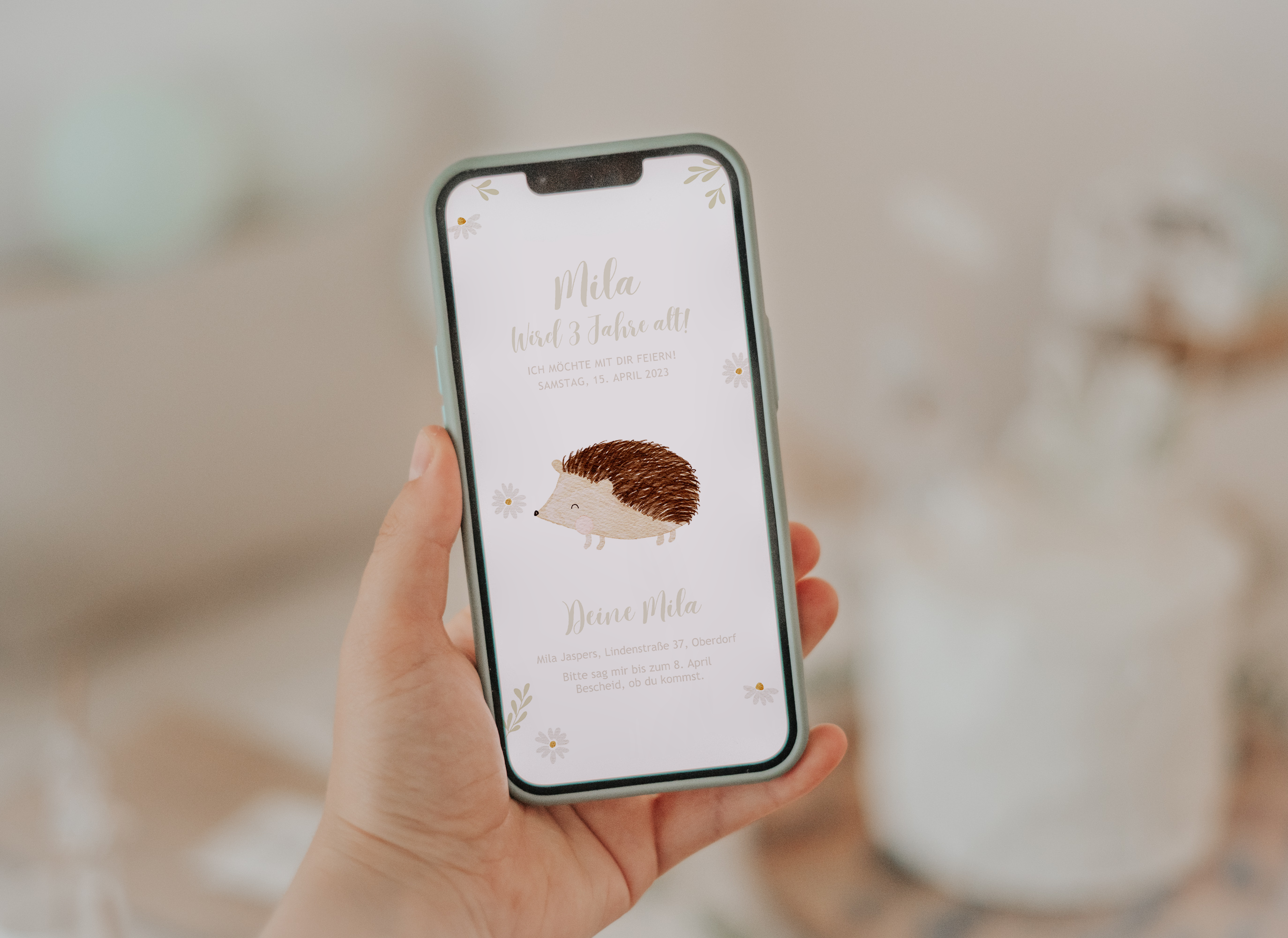Einladung Smartphone Video Waldtiere Reh