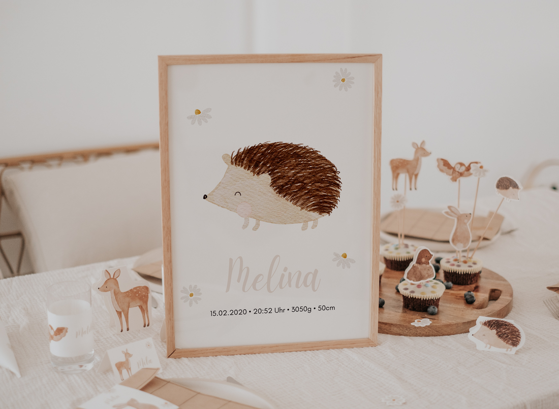 Geburtsposter Waldtiere Igel