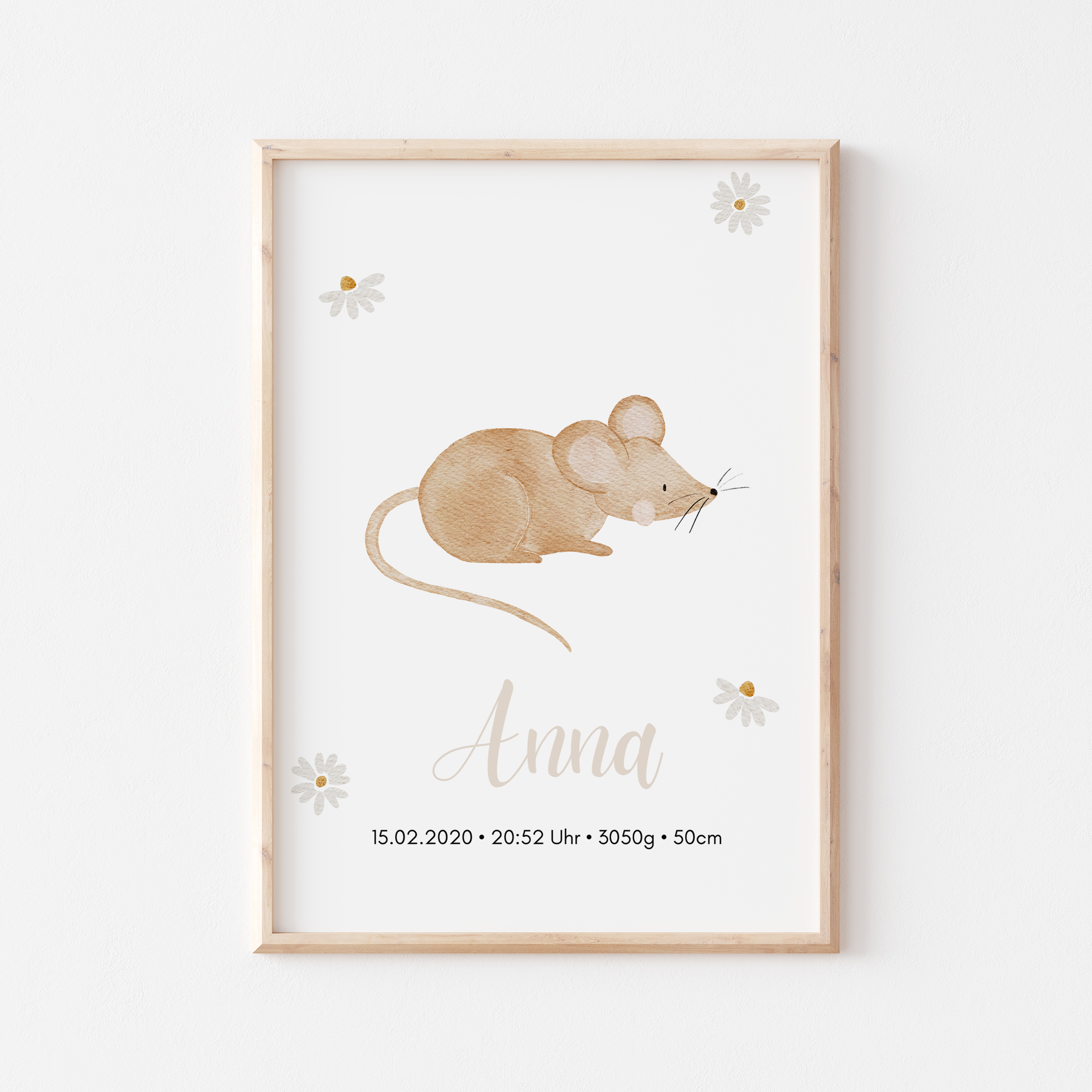 Geburtsposter Waldtiere Maus