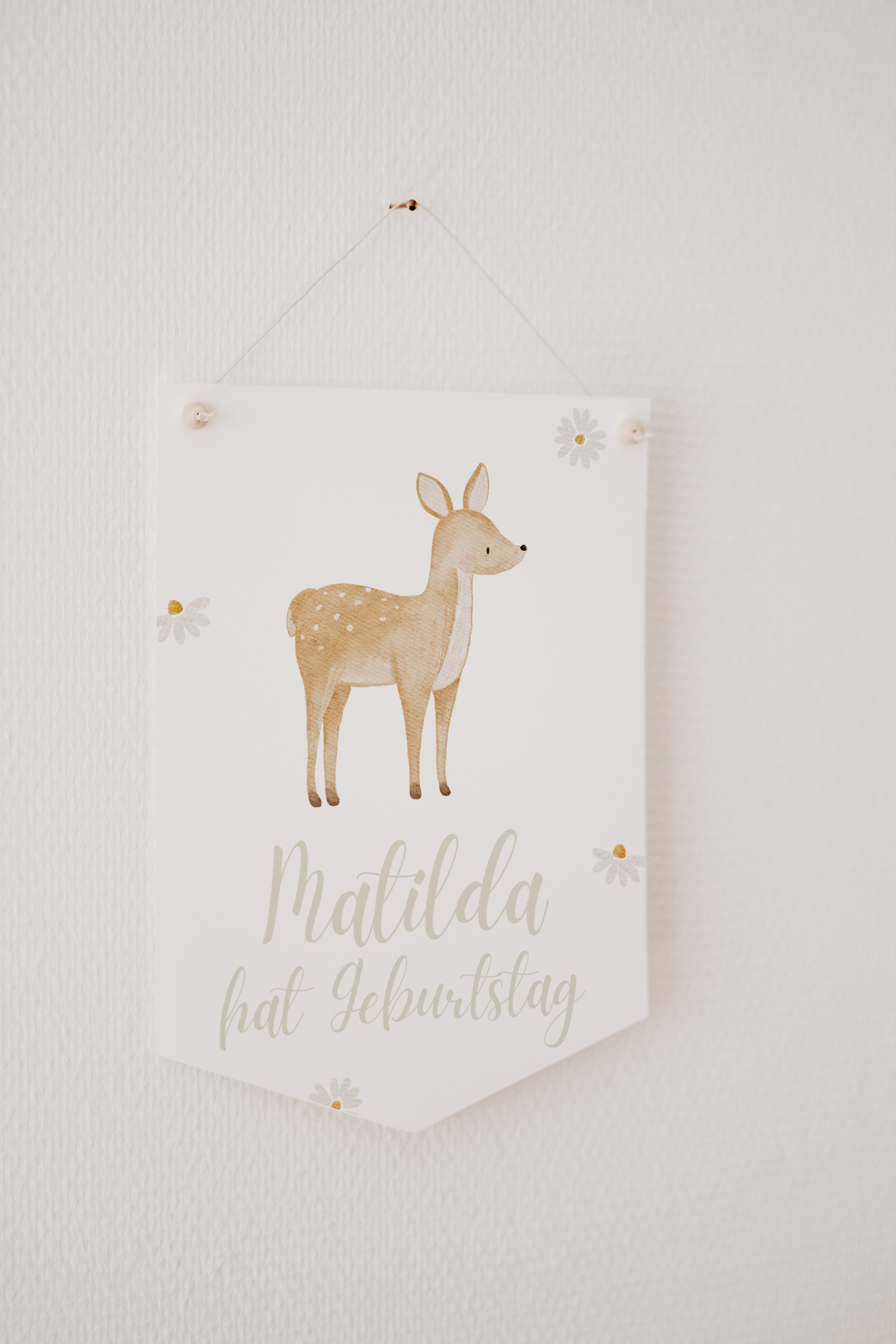 Wimpel mit Name Waldtiere Reh