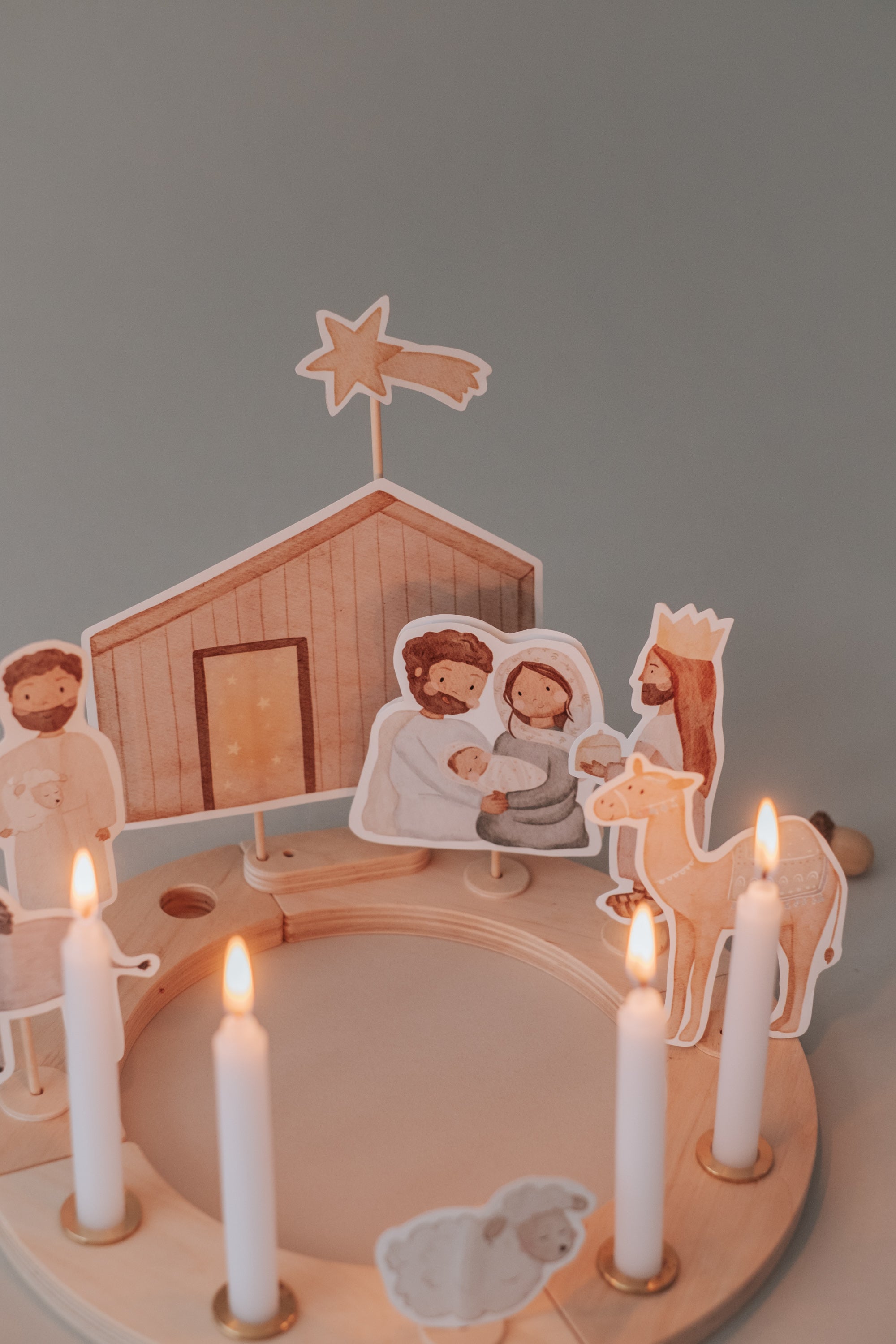 Krippe Weihnachten für Adventskranz