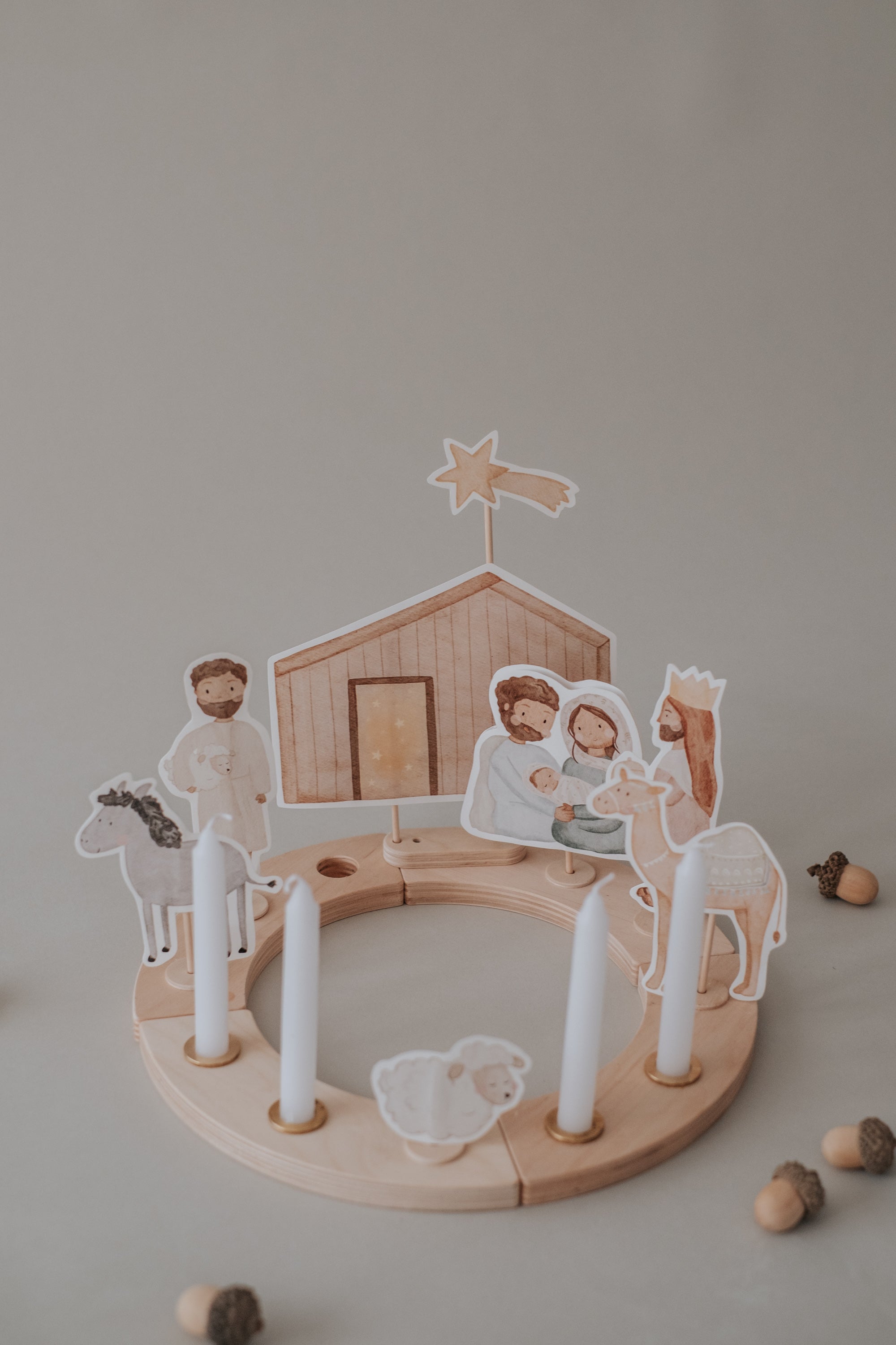 Krippe Weihnachten für Adventskranz