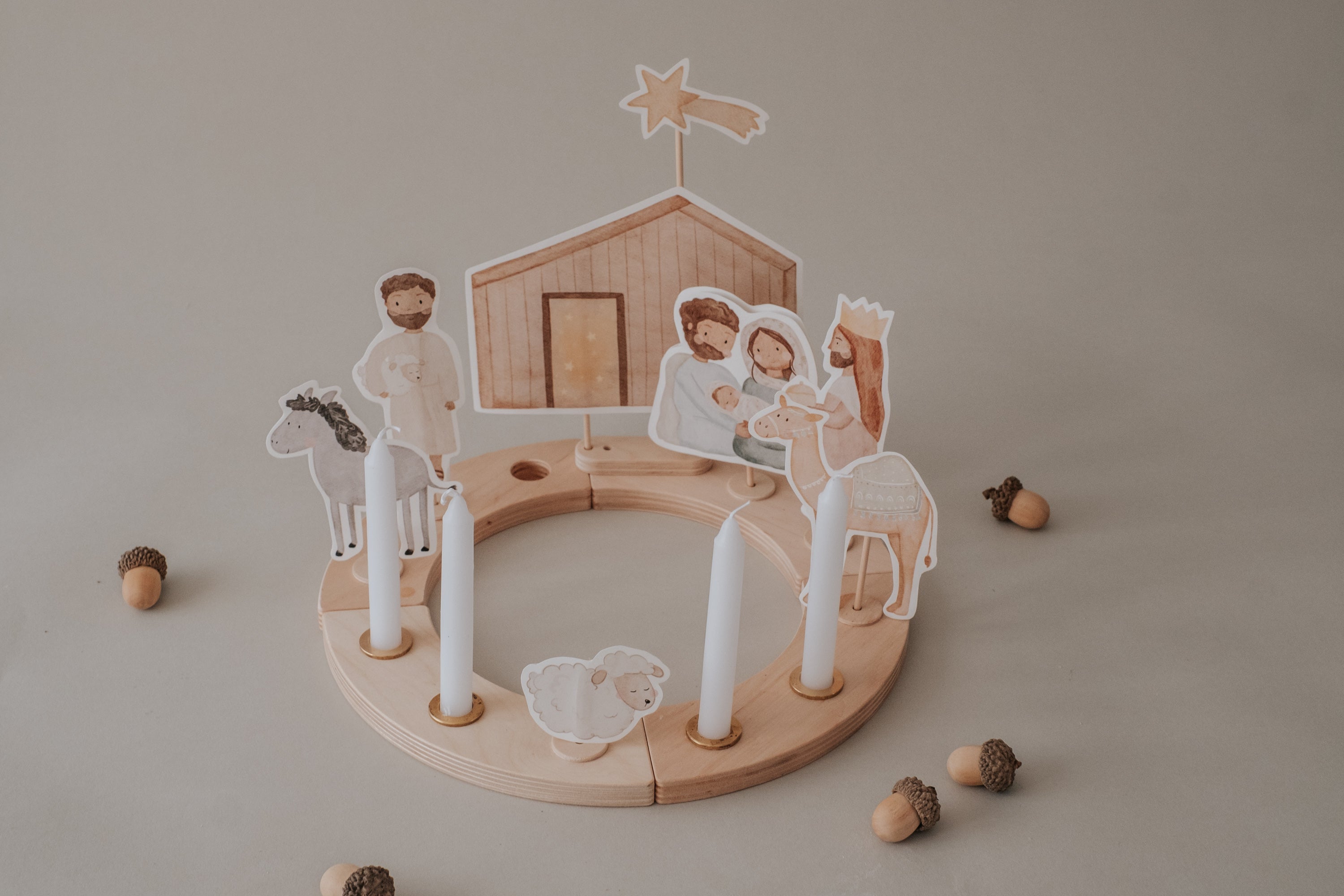 Krippe Weihnachten für Adventskranz